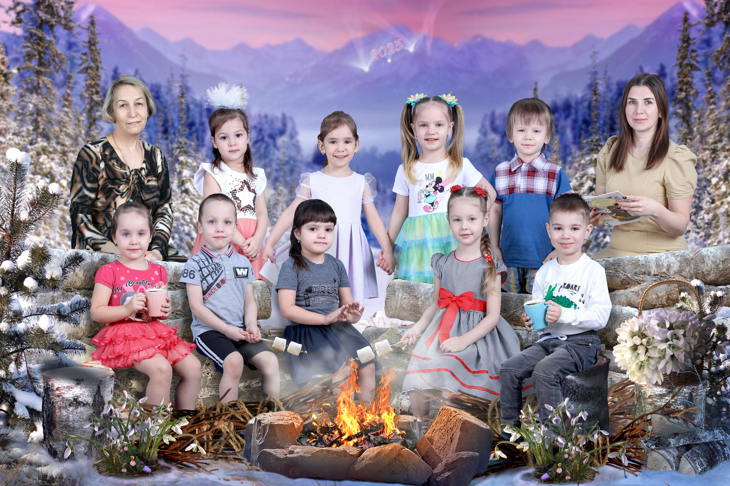 Групповые фото галерея сад. Три Жирафа