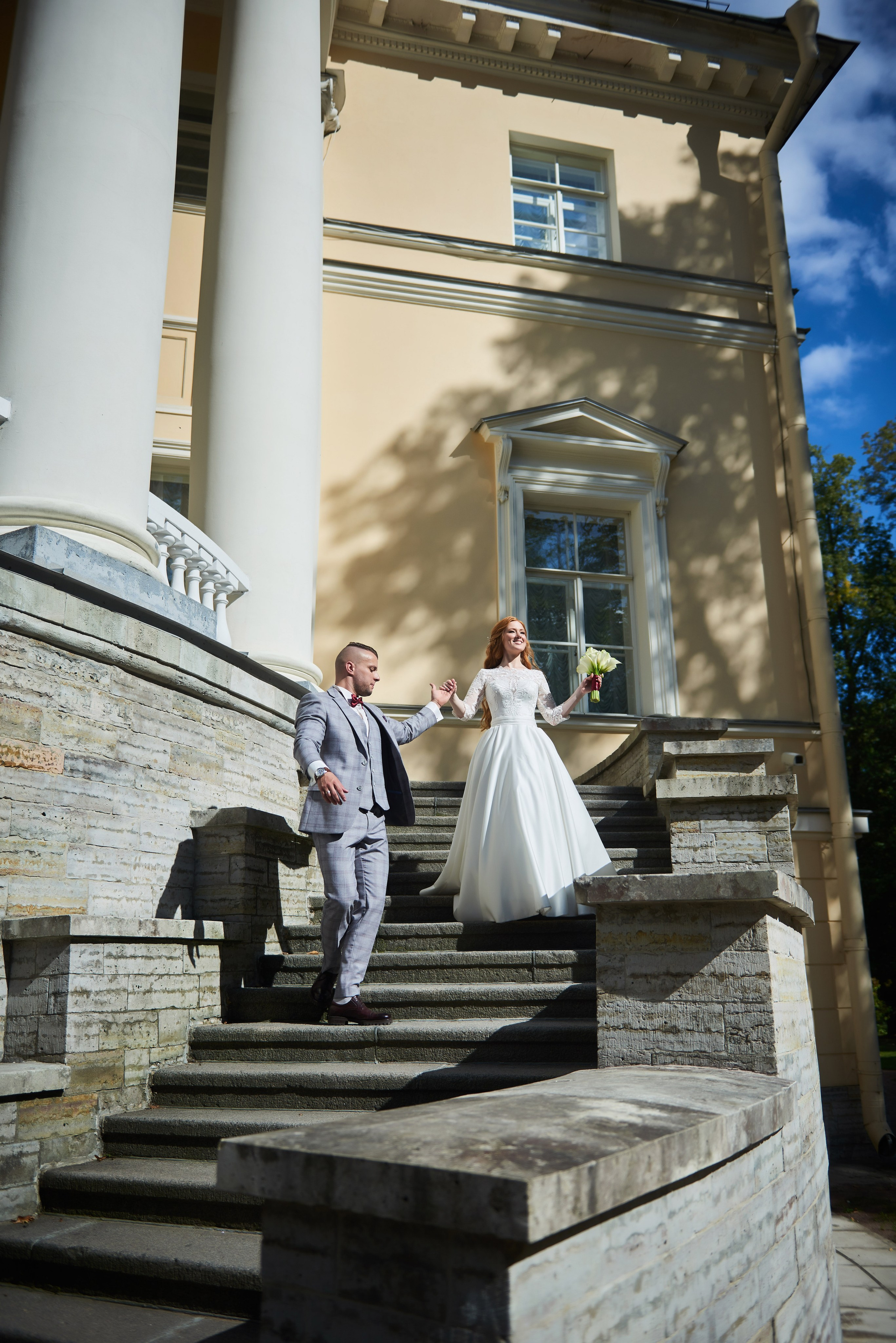 Красивейшая свадебная прогулка для проведения фотосессии своей свадьбы по Екатерининскому парку в Пушкине Наталии и Александра. Портретный, семейный и свадебный фотограф в Санкт-Петербурге и в Пушкине Ширяев Денис