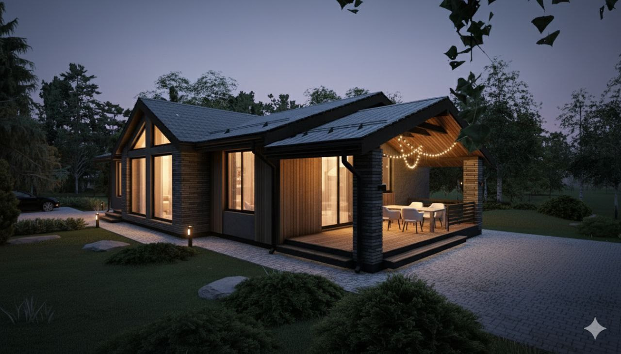 Проект дома 120 м2 с сауной и террасой | Архитектор-ГАП Елена Панова. РАЦИОНАЛЬНЫЕ ДОМА 150-350 м2 В МОСКВЕ И МО