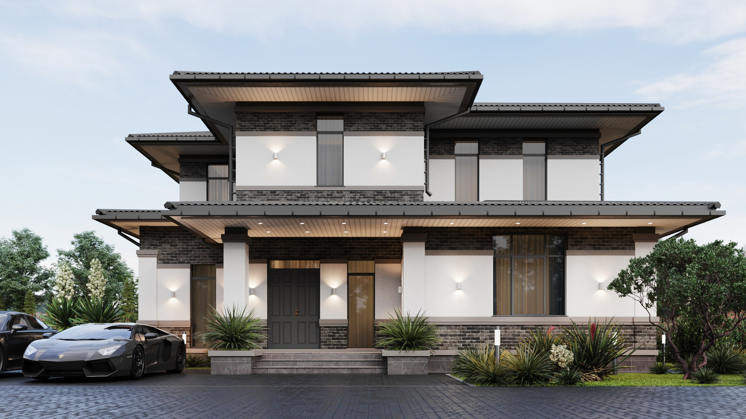 Красивый двухэтажный дом в современном, очень теплом стиле, общей площадью 240 кв.м. Архитектор Вера Каракезиди