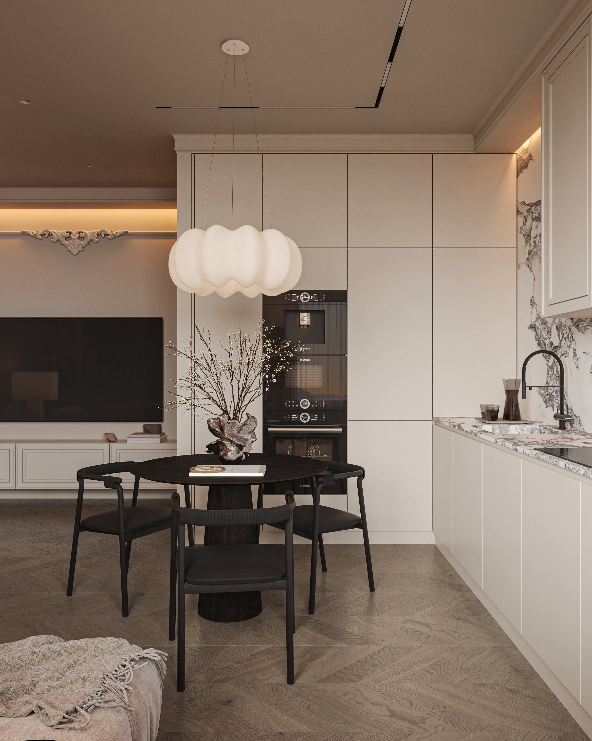 Кухня-гостиная ЖК «Континенталь». 3D визуализация интерьера Надежда Соколова