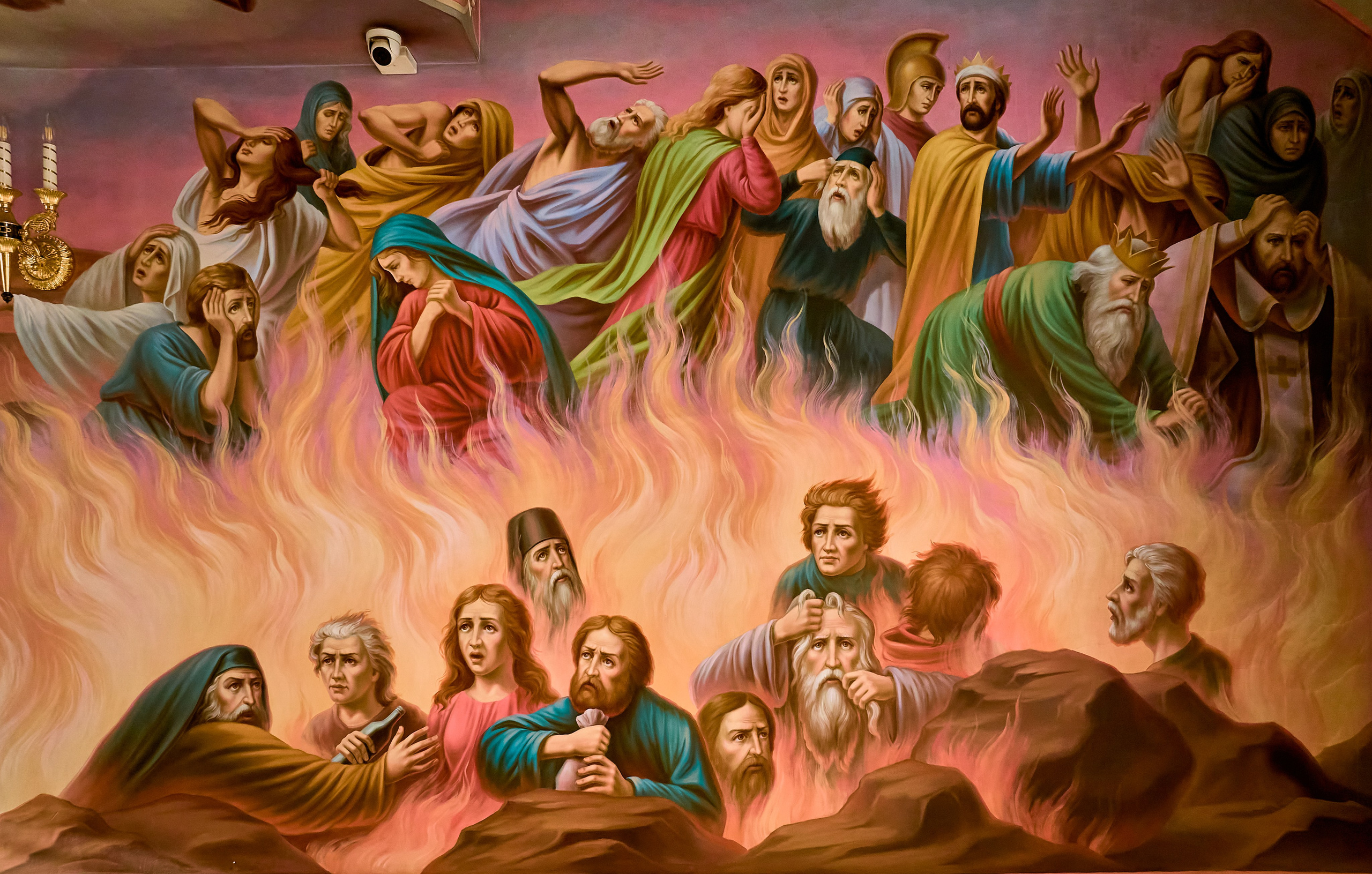 Фреска композиция страшного суда. данная фреска находится на западной стене. Храм Преподобного Серафима Саровского. г. Дзержинск