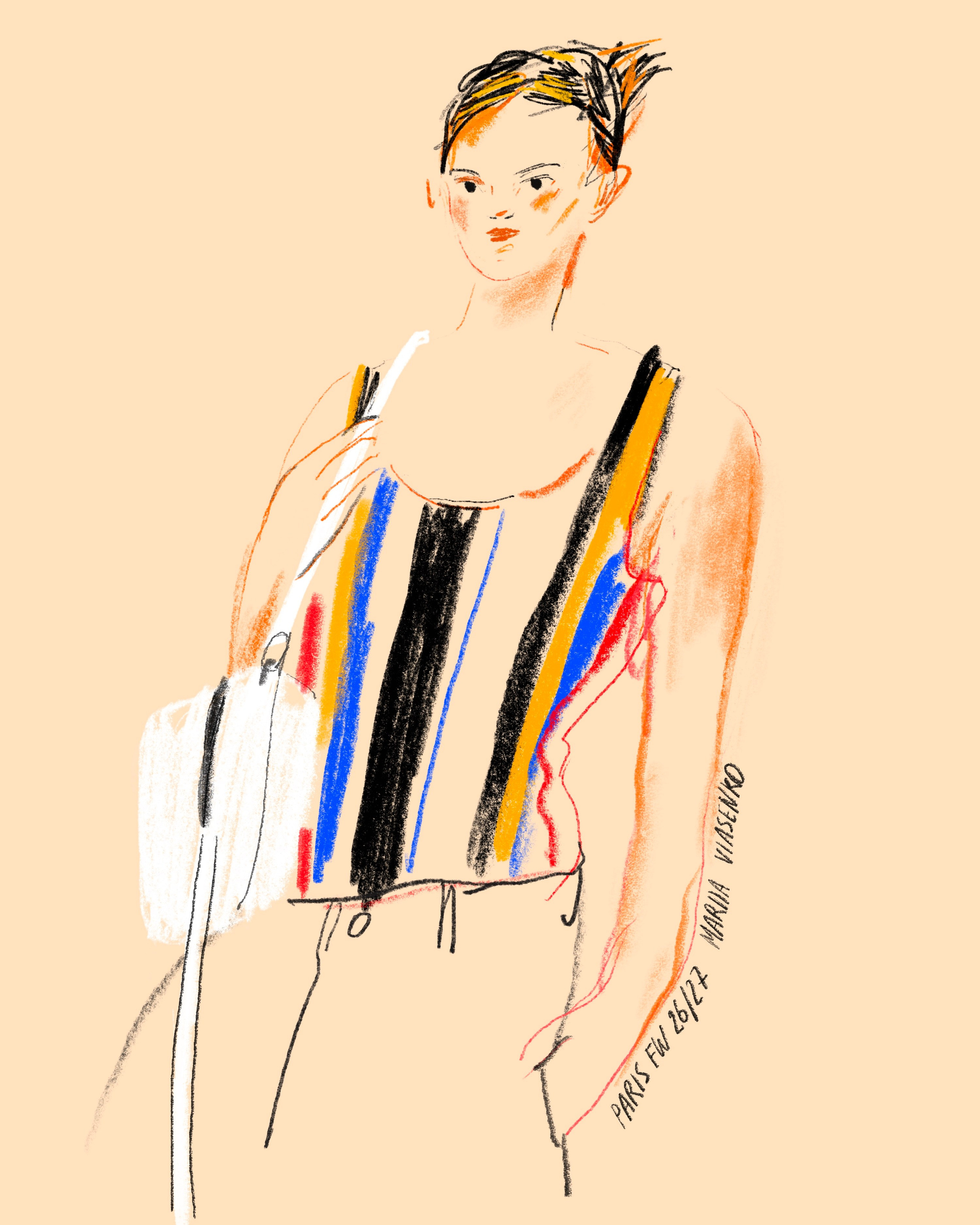 Paris FW 2026 Street Style Sketches. Фэшн иллюстратор из Москвы Власенко Мария