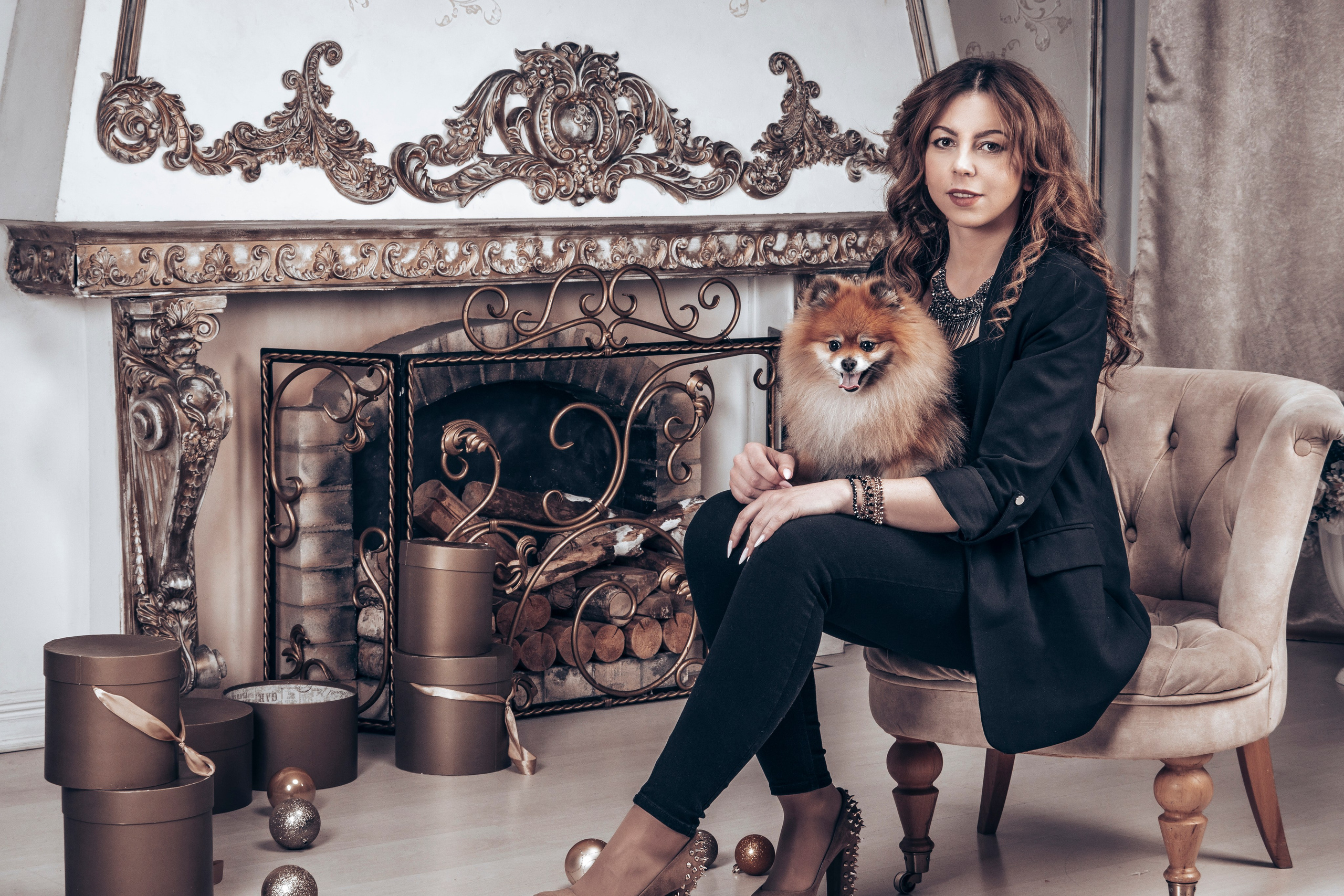 Красотка и шпиц. Фотограф анималист в Санкт-Петербурге Таша Крейв