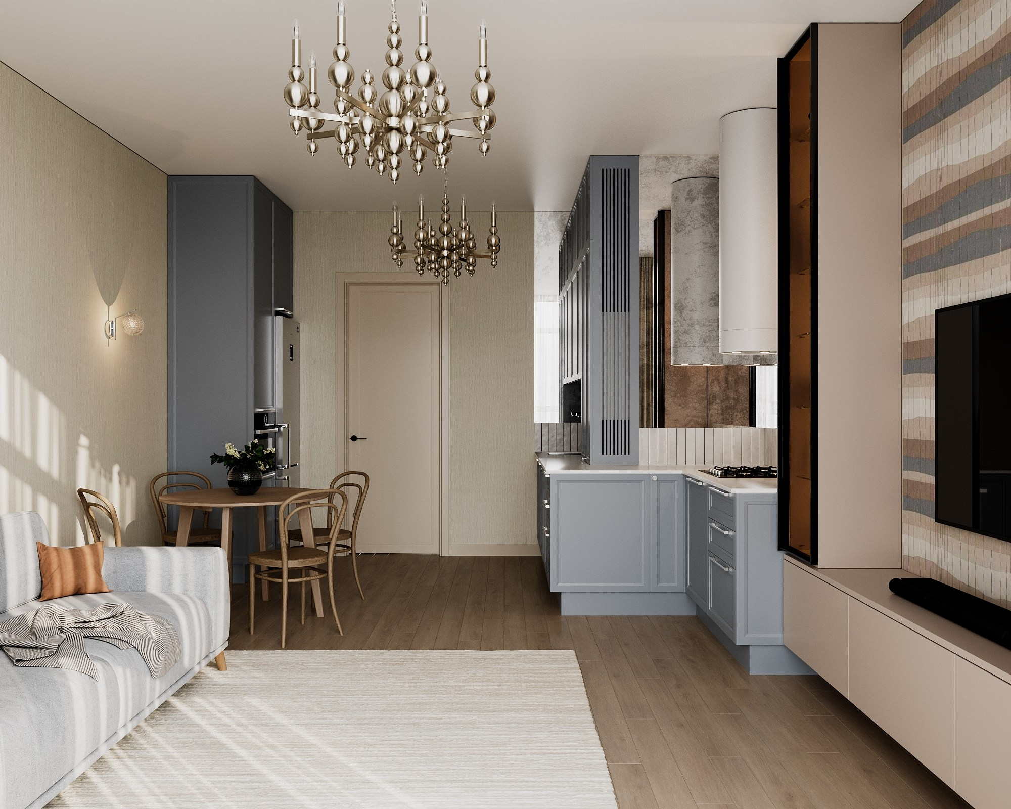 Кухня —гостиная Финал. Визуализатор Векшина Елена