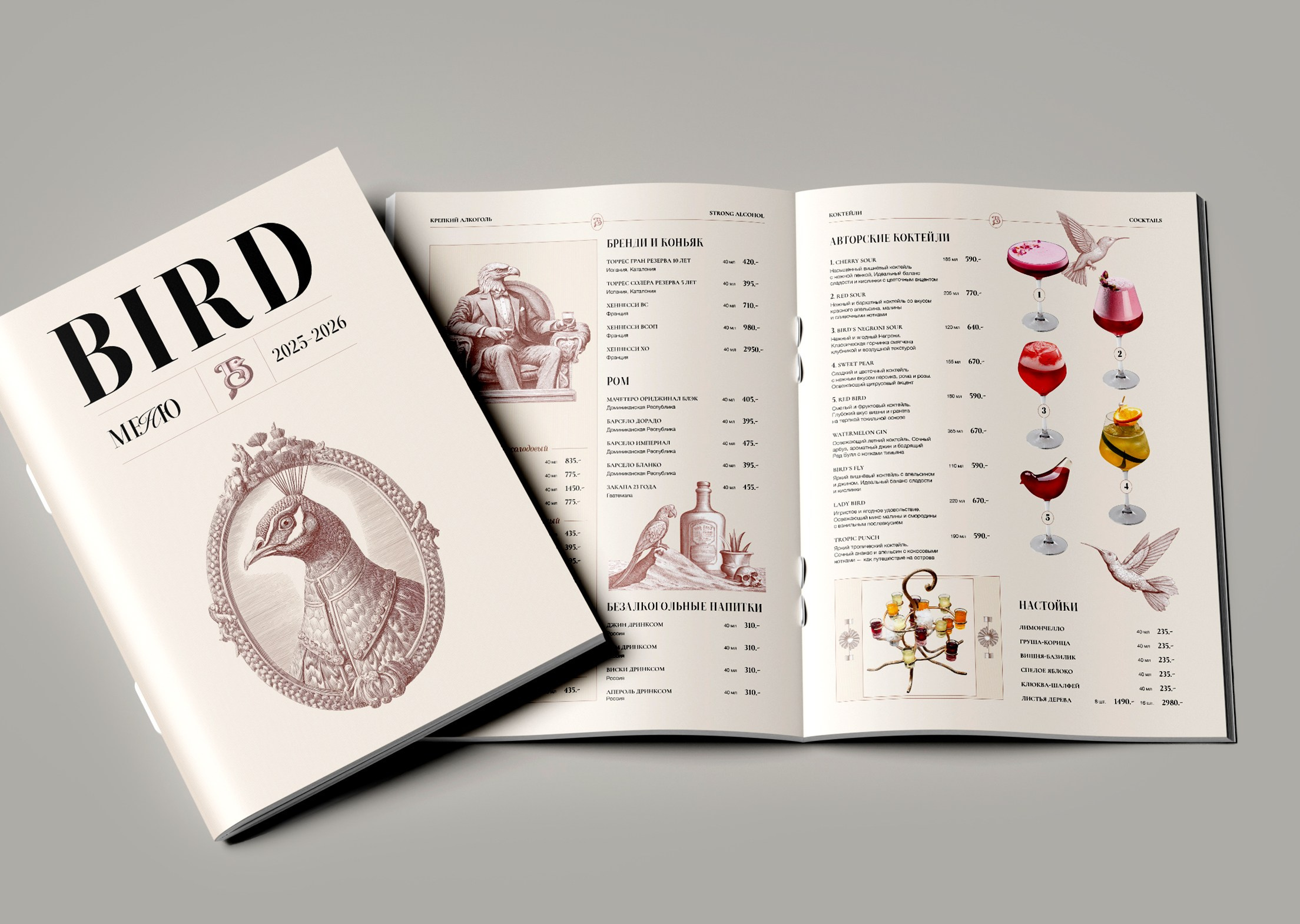 Дизайн меню Bird. FOODCASE — дизайн, айдентика, фото и видео для ресторанов и food-брендов