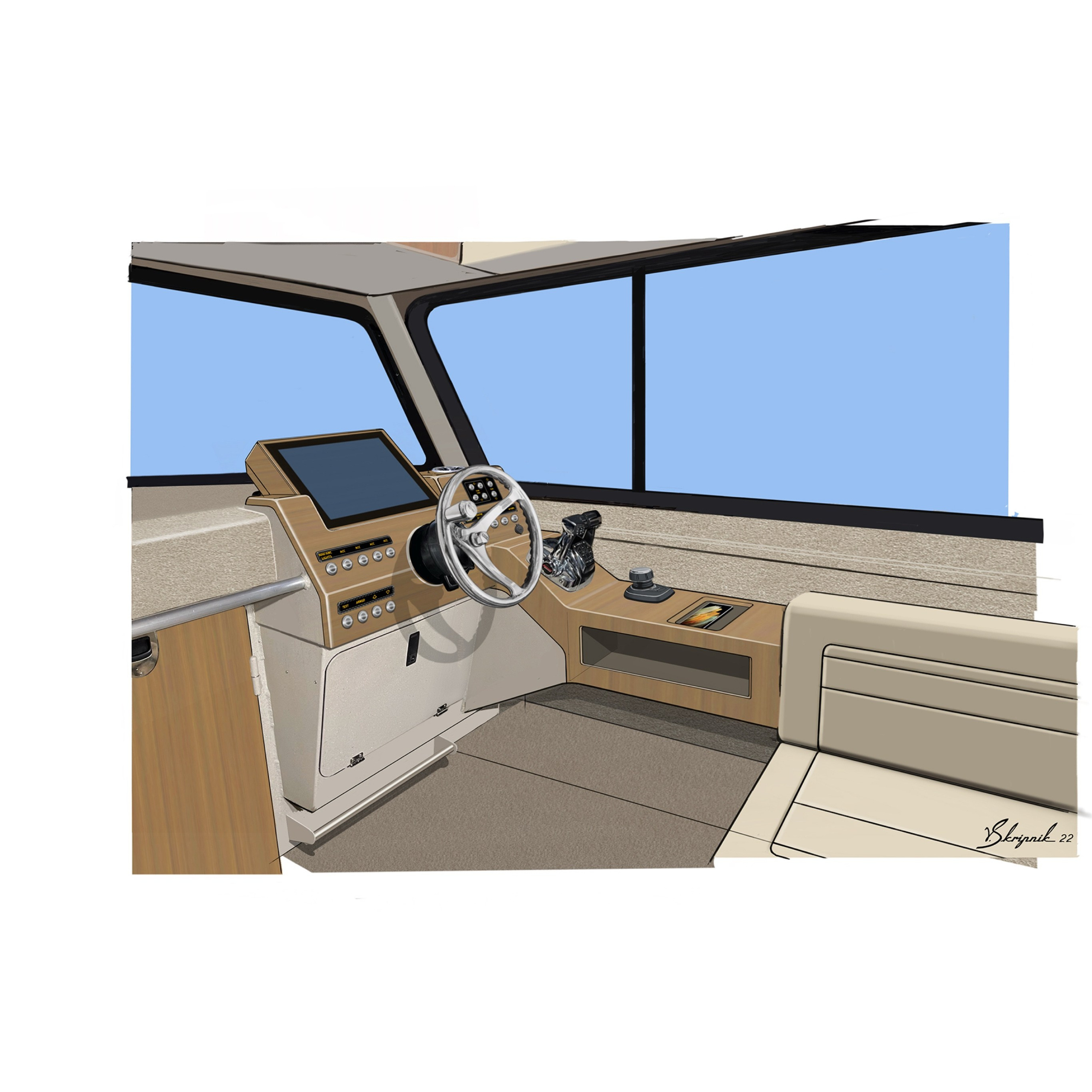 Дизайн персонализации Алюминиевого катера Weldcraft Cuddy King 300 OS. Design Yachts and Cars