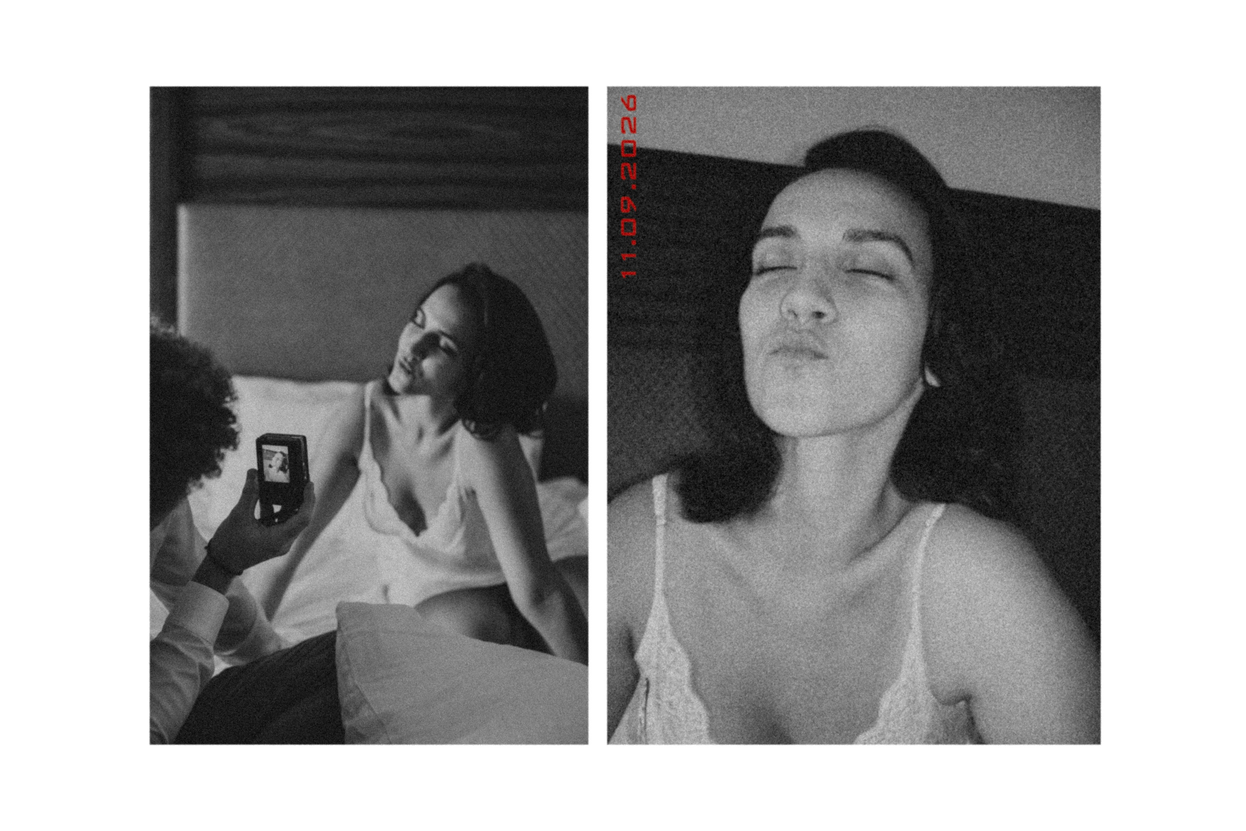 Чёрно-белый свадебный фотоколлаж: жених фотографирует невесту на компактную камеру, а на втором кадре показан получившийся снимок самого жениха. Необычная подача свадебной истории, живые моменты и авторская свадебная фотография, отель «Утёсов». Свадебный фотограф Анапа, Геленджик, Новороссийск, Темрюк, Абрау-Дюрсо. Локации для свадебной фотосессии.
