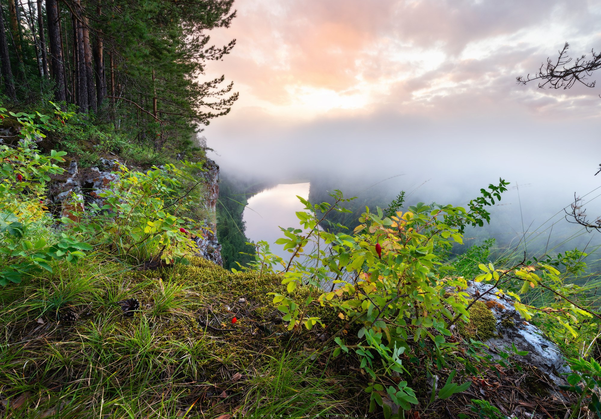 Вид в вершины скалы