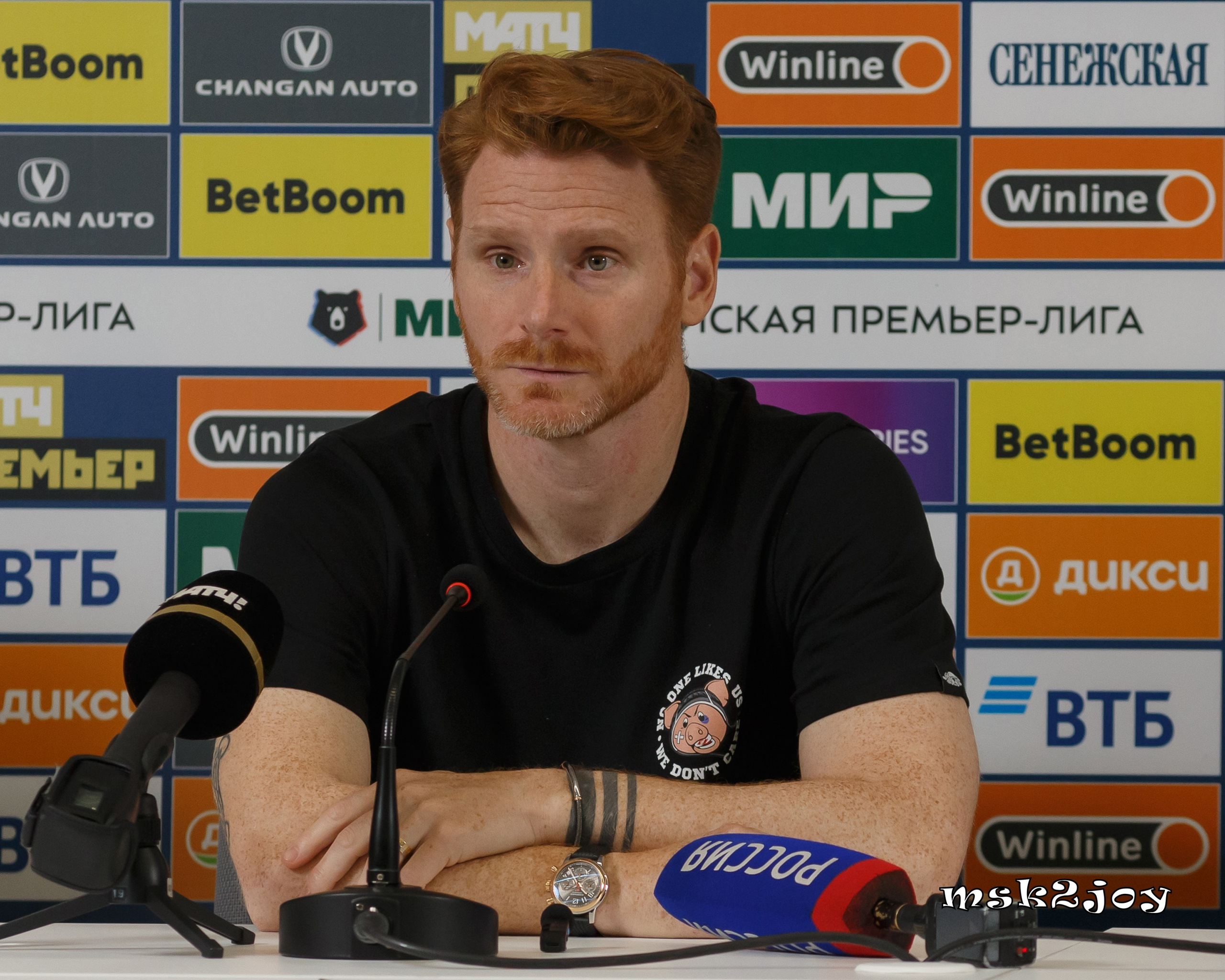 Главный тренер футбольного клуба Спартак Москва Гильермо Перес Абаскаль на послематчевой пресс-конференции. Фотограф - Михаил Тоцкий.