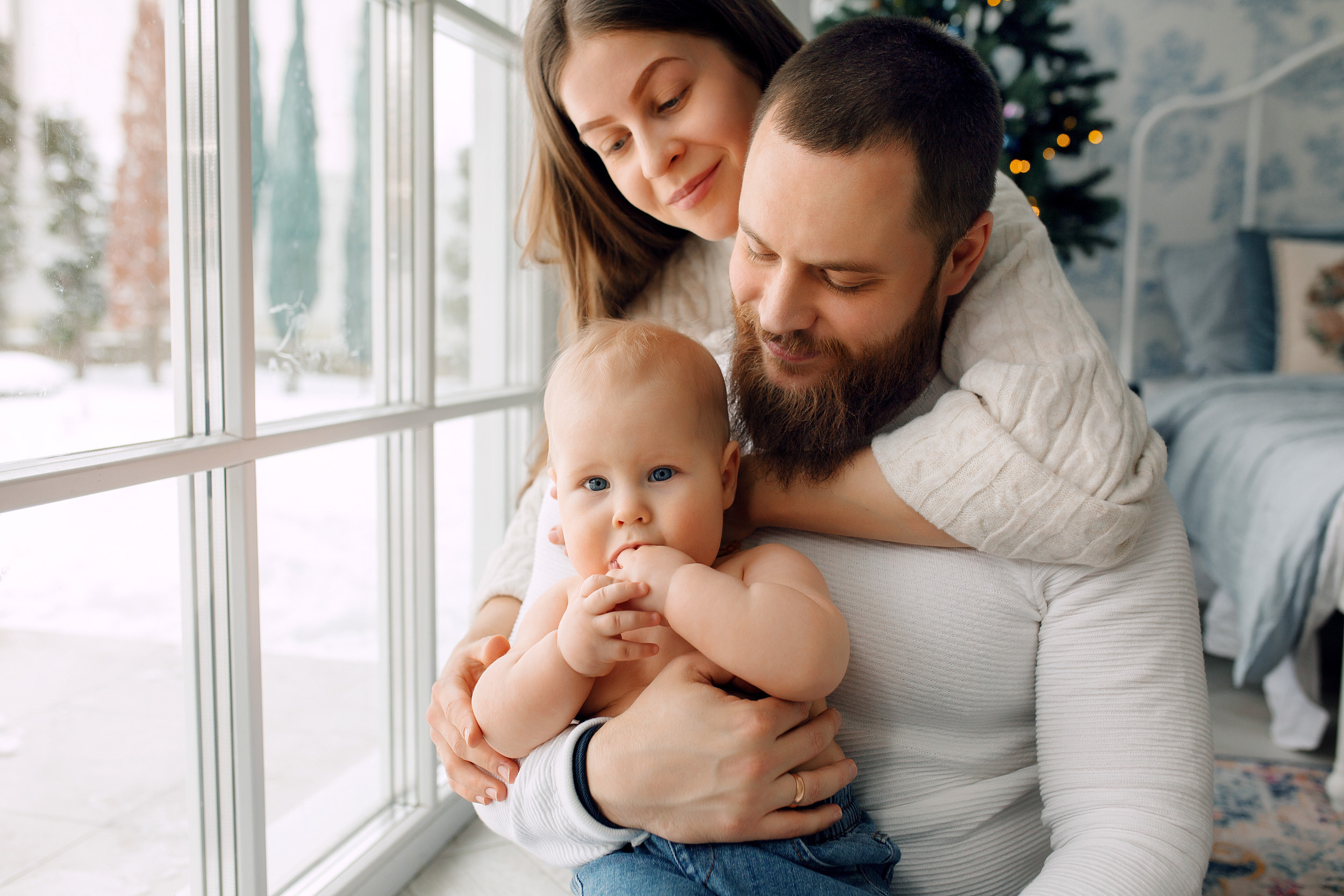 Мишка, Татьяна и Денис. Фотограф новорожденных Оксана Полевская