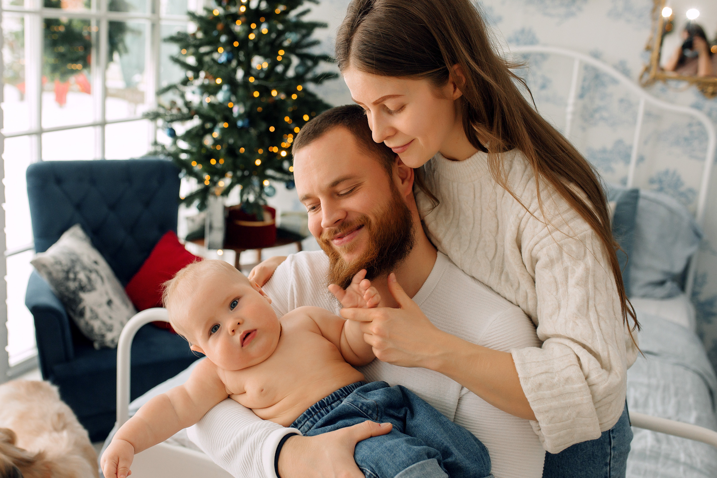Мишка, Татьяна и Денис. Фотограф новорожденных Оксана Полевская