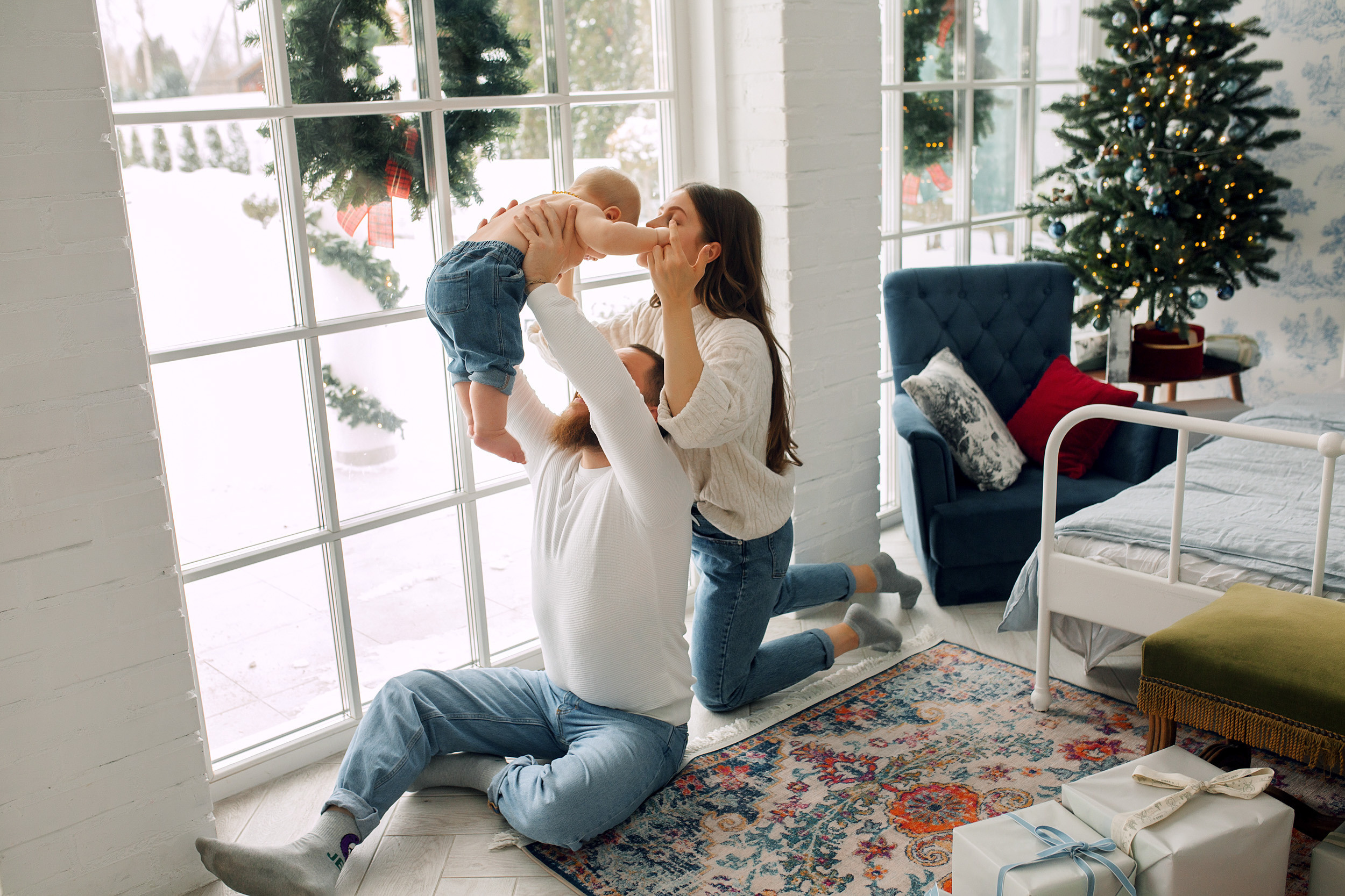 Мишка, Татьяна и Денис. Фотограф новорожденных Оксана Полевская