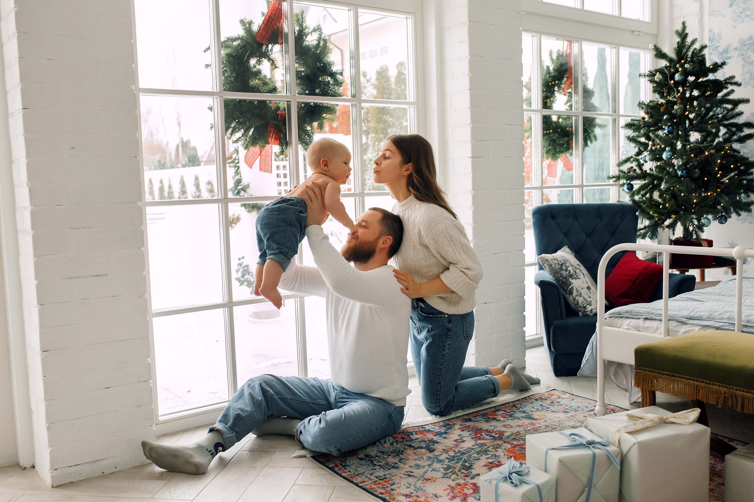 Мишка, Татьяна и Денис. Фотограф новорожденных Оксана Полевская