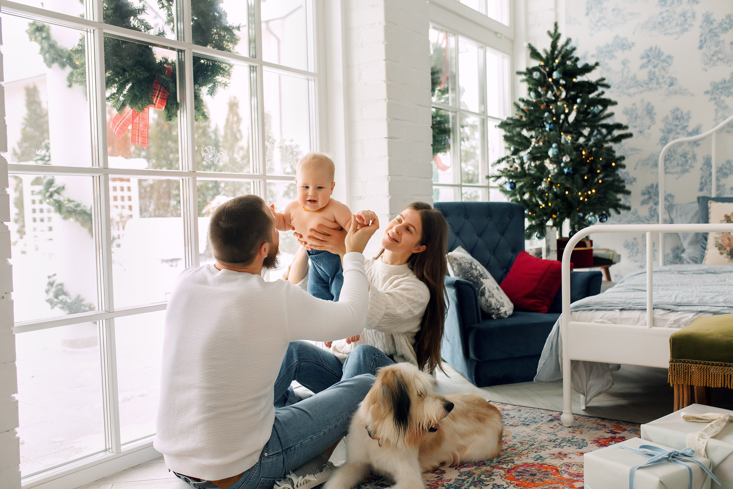 Мишка, Татьяна и Денис. Фотограф новорожденных Оксана Полевская
