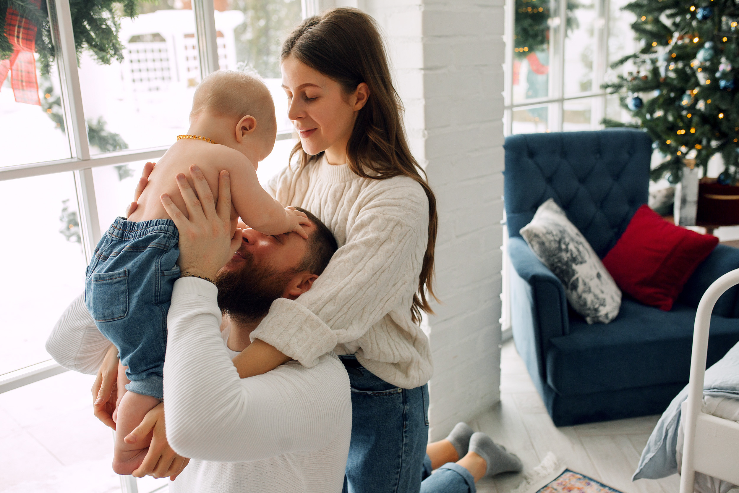 Мишка, Татьяна и Денис. Фотограф новорожденных Оксана Полевская