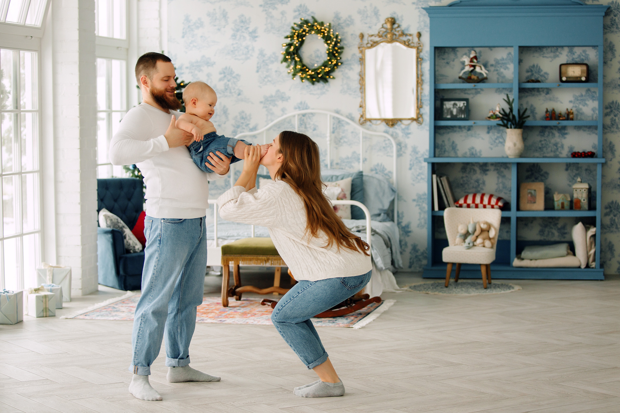 Мишка, Татьяна и Денис. Фотограф новорожденных Оксана Полевская