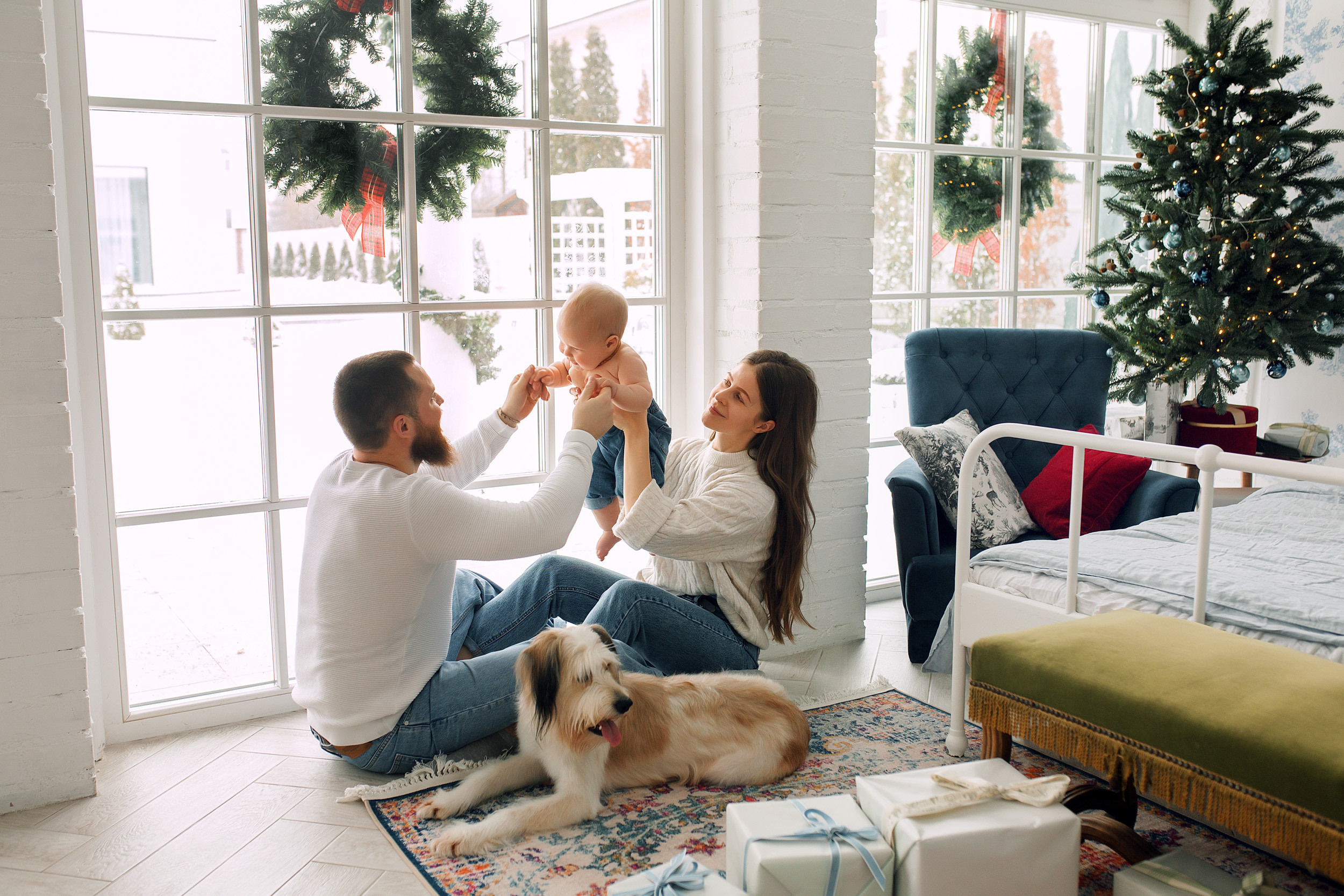 Мишка, Татьяна и Денис. Фотограф новорожденных Оксана Полевская