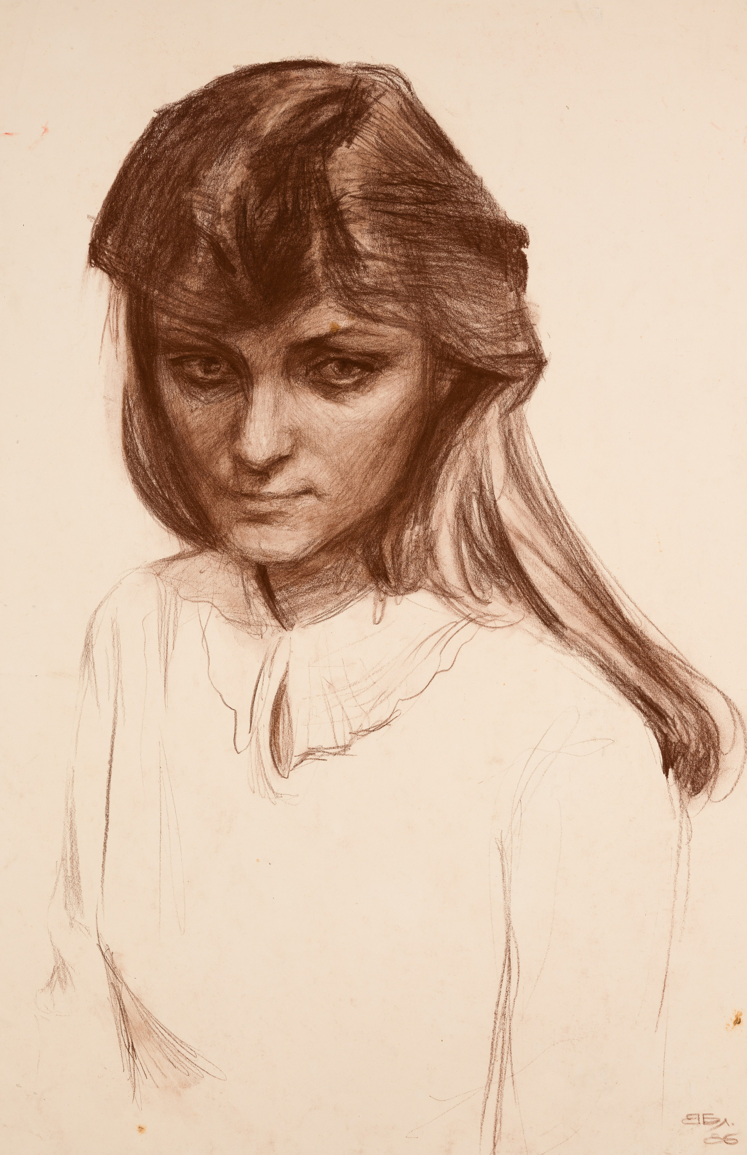 «Портрет Неизвестной 3» - художник Валерий Блохин (бумага, сепия, 68x44 см, 1986)