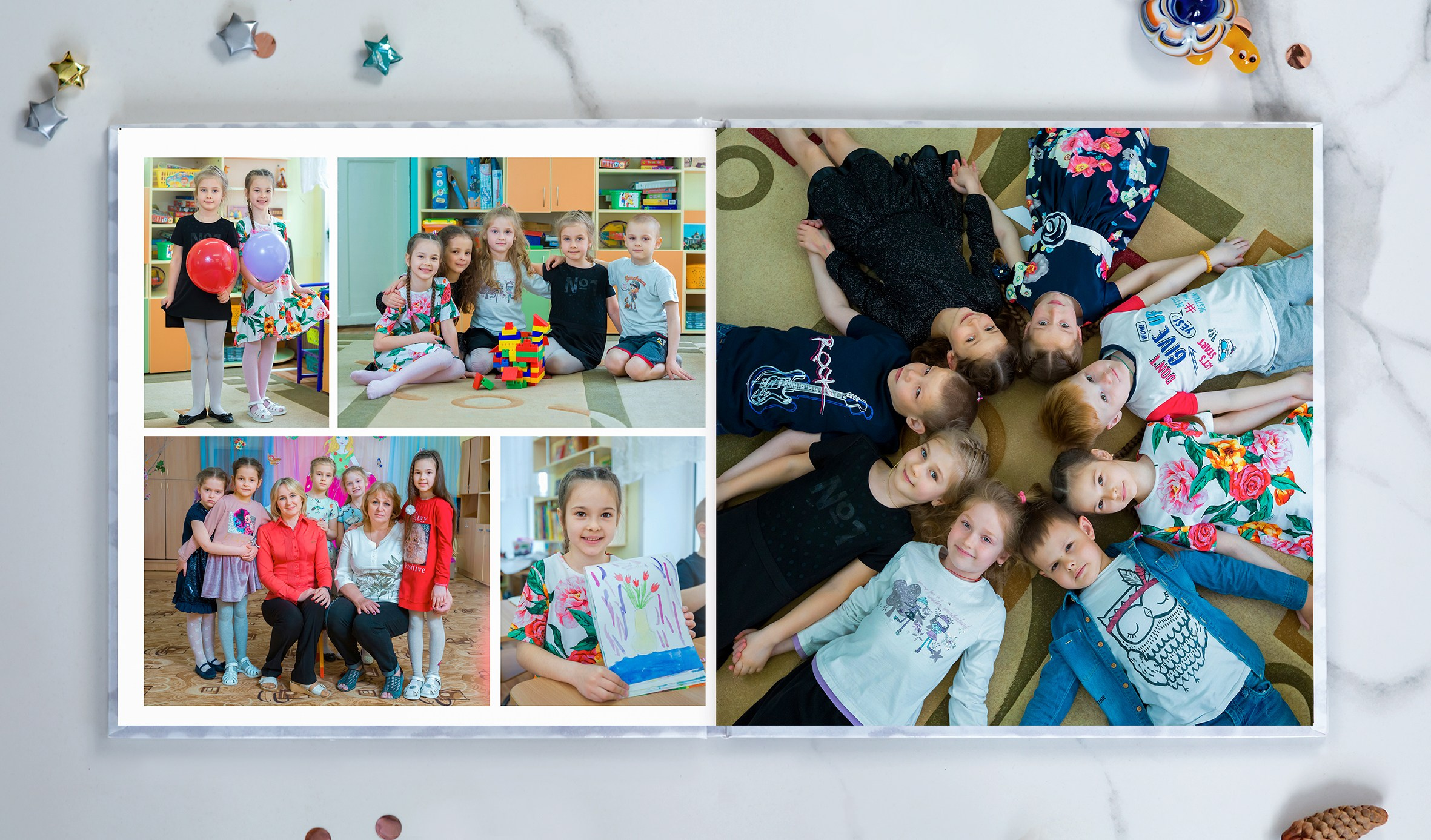 Фотоальбом  23×23 / 5 разворотов с портретом на обложке. Фотограф. Изготовление выпускных фотоальбомов