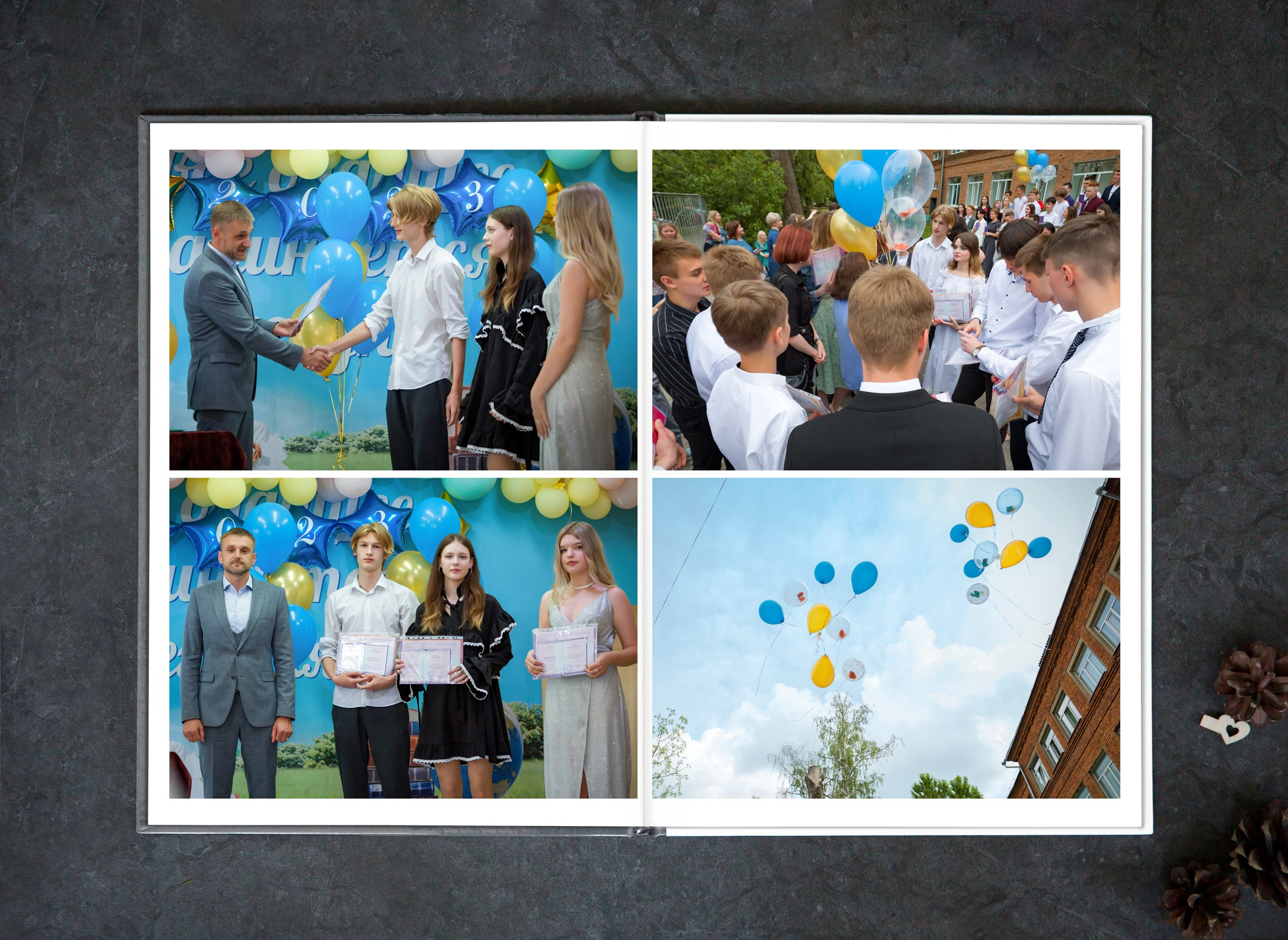 Фотоальбом общей верстки 20×30 / 10-12 разворотов. Фотограф. Изготовление выпускных фотоальбомов