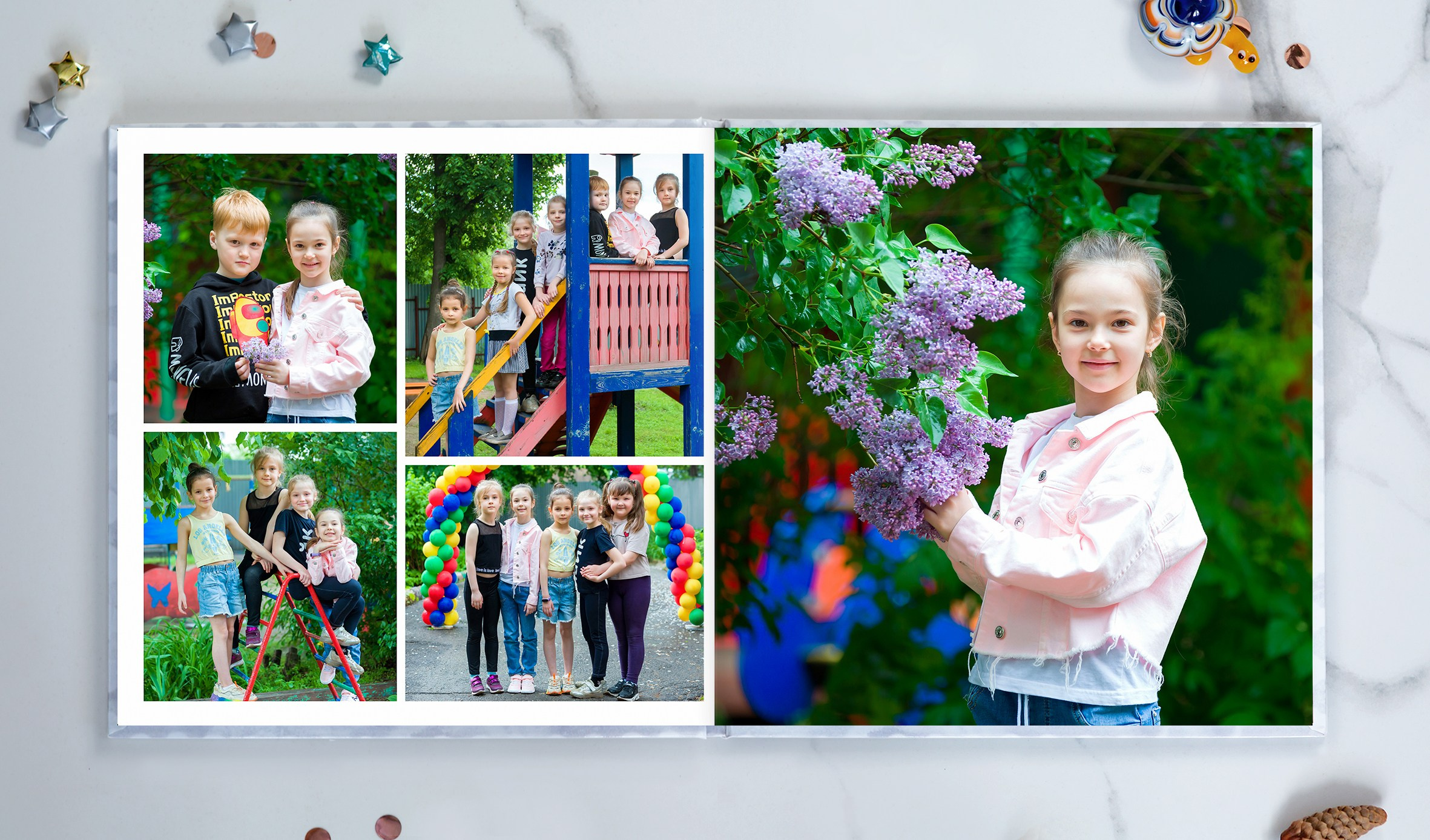 Фотоальбом  23×23 / 5 разворотов с портретом на обложке. Фотограф. Изготовление выпускных фотоальбомов