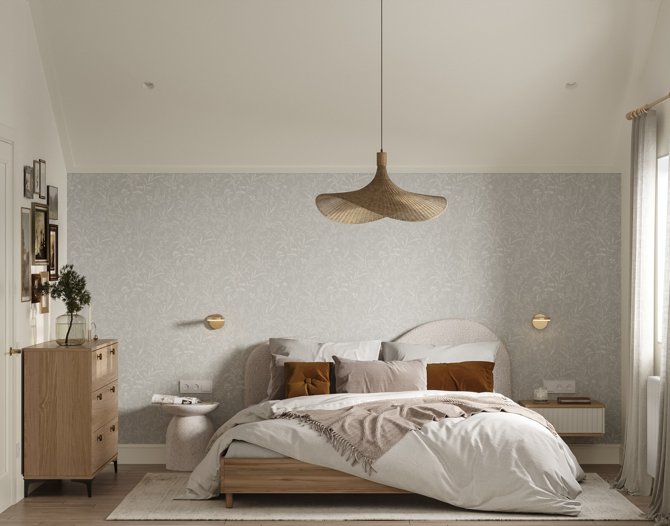 3д визуализация спальни в частном доме 