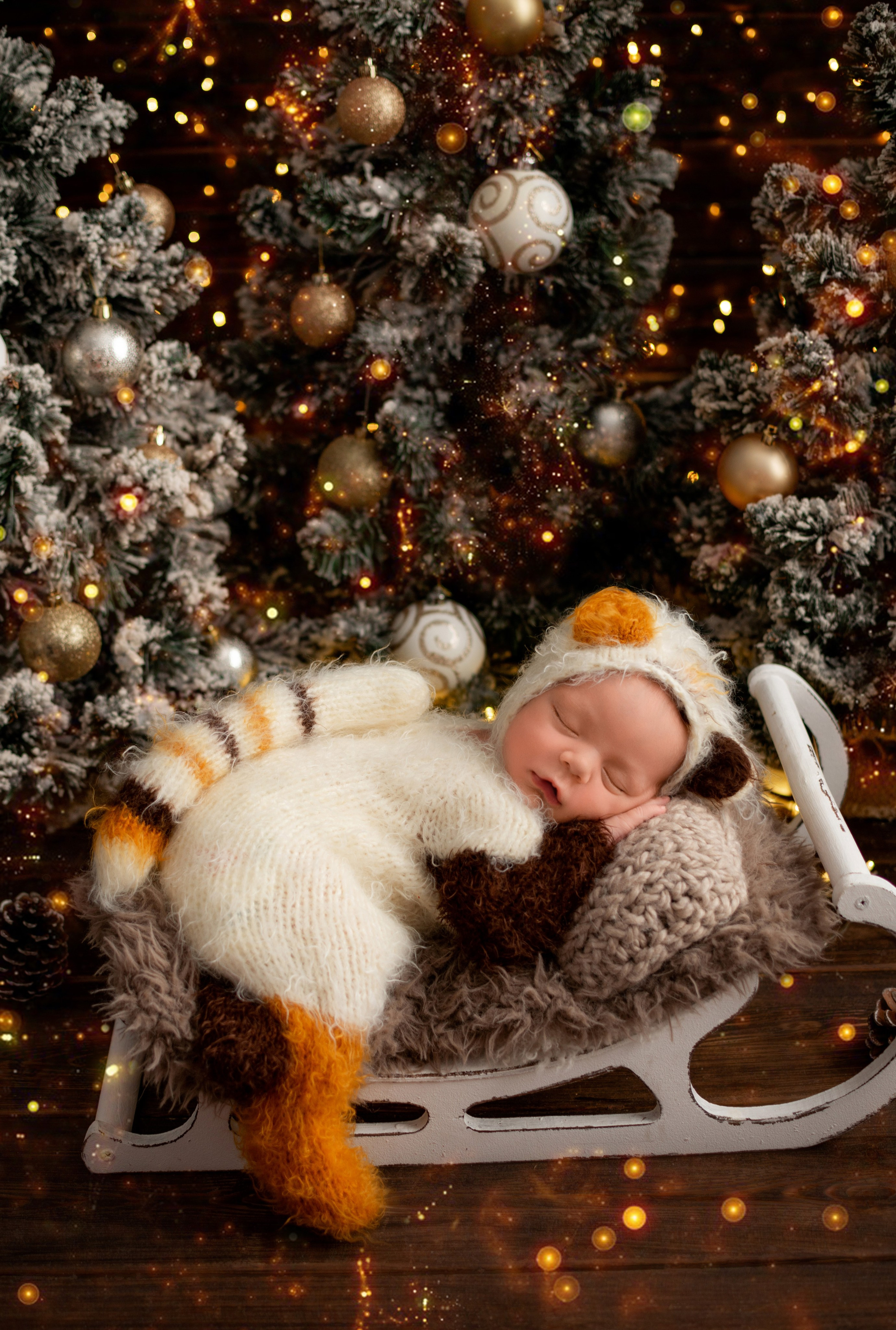 Новогодняя съёмка новорожденных в Краснодаре 2024. Фотограф новорожденных Краснодар Малышенко Надежда