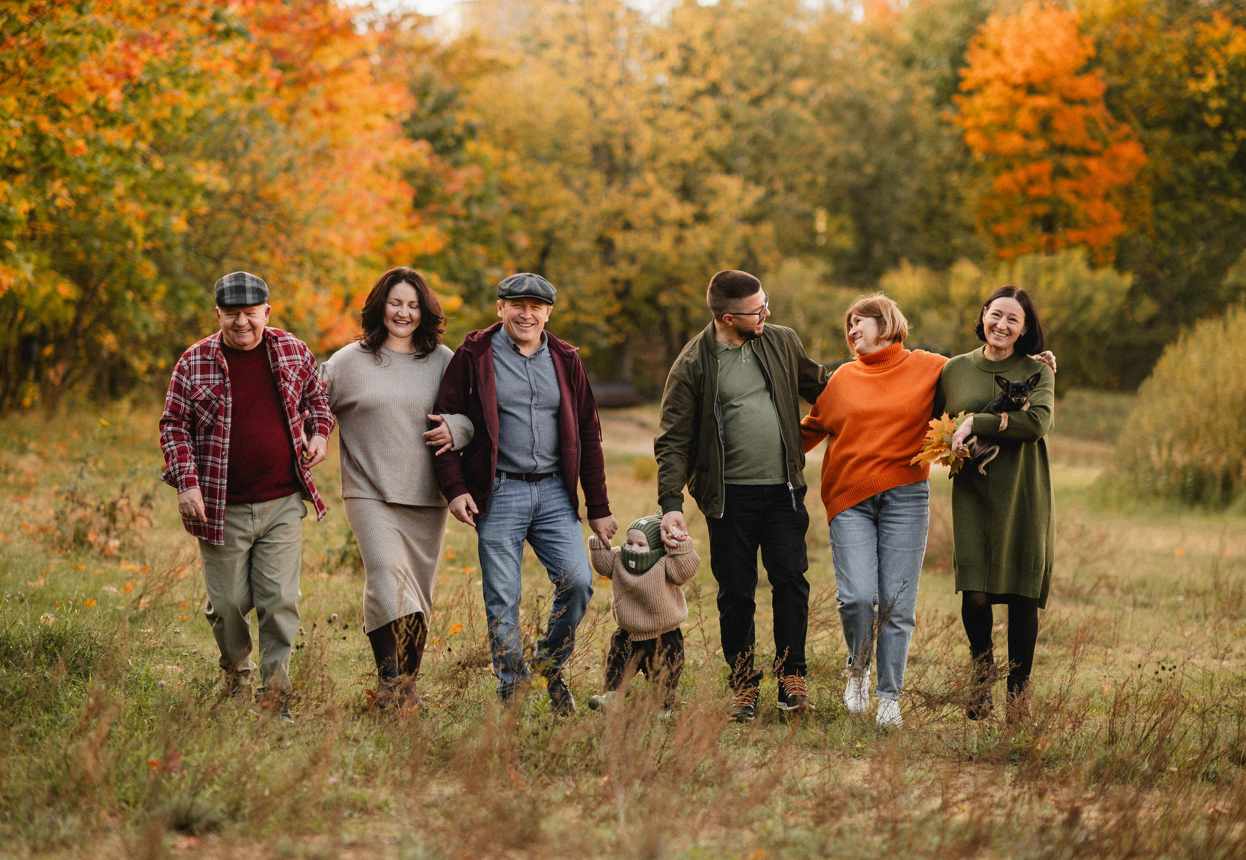 Осенняя фотосессия большой семьи в парке. Семейная фотосессия Бутово Москва фотограф Алина Морщагина