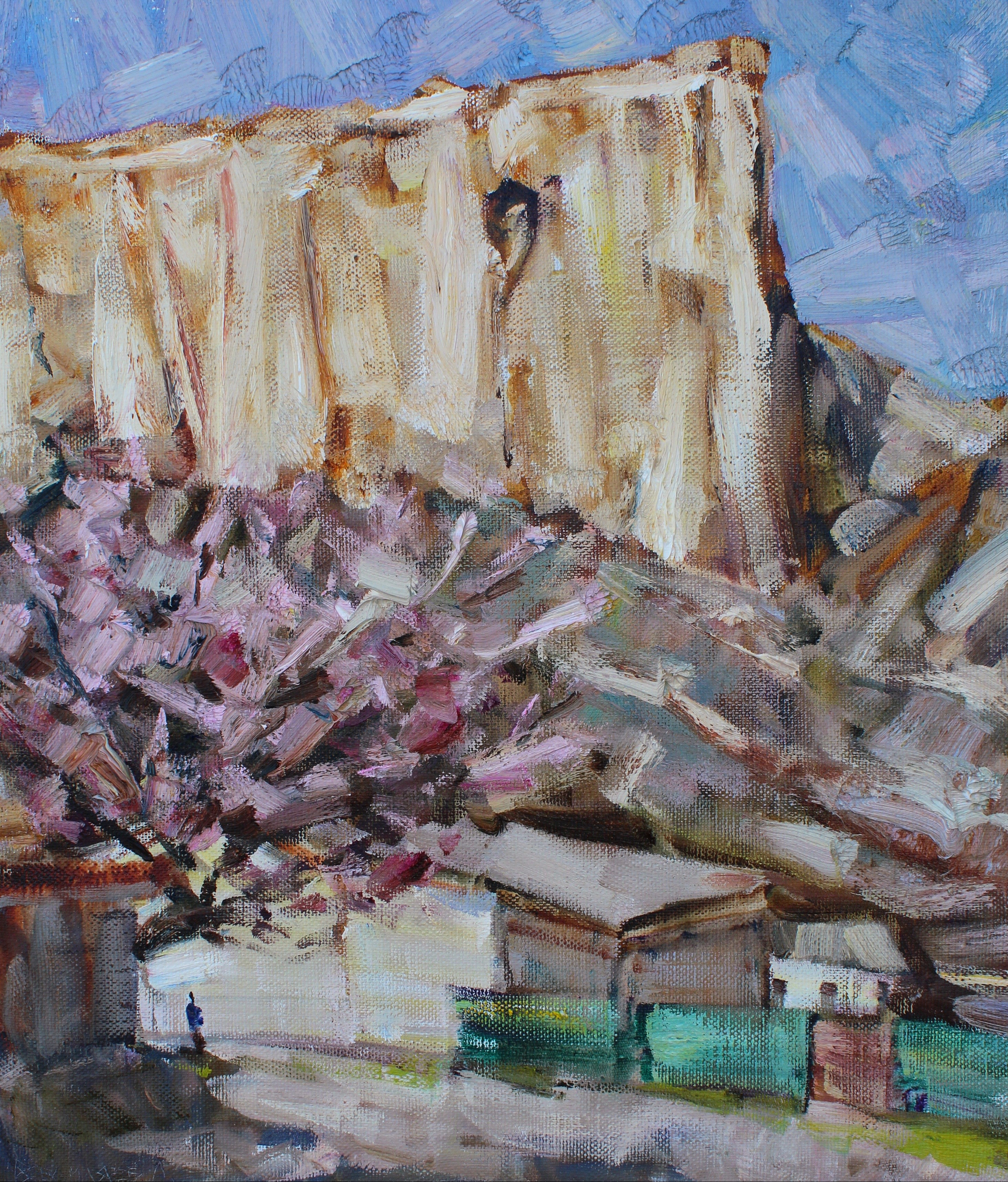 "Белая скала". 2025. Холст, масло. 70х60 см. Цена: 25000 руб.