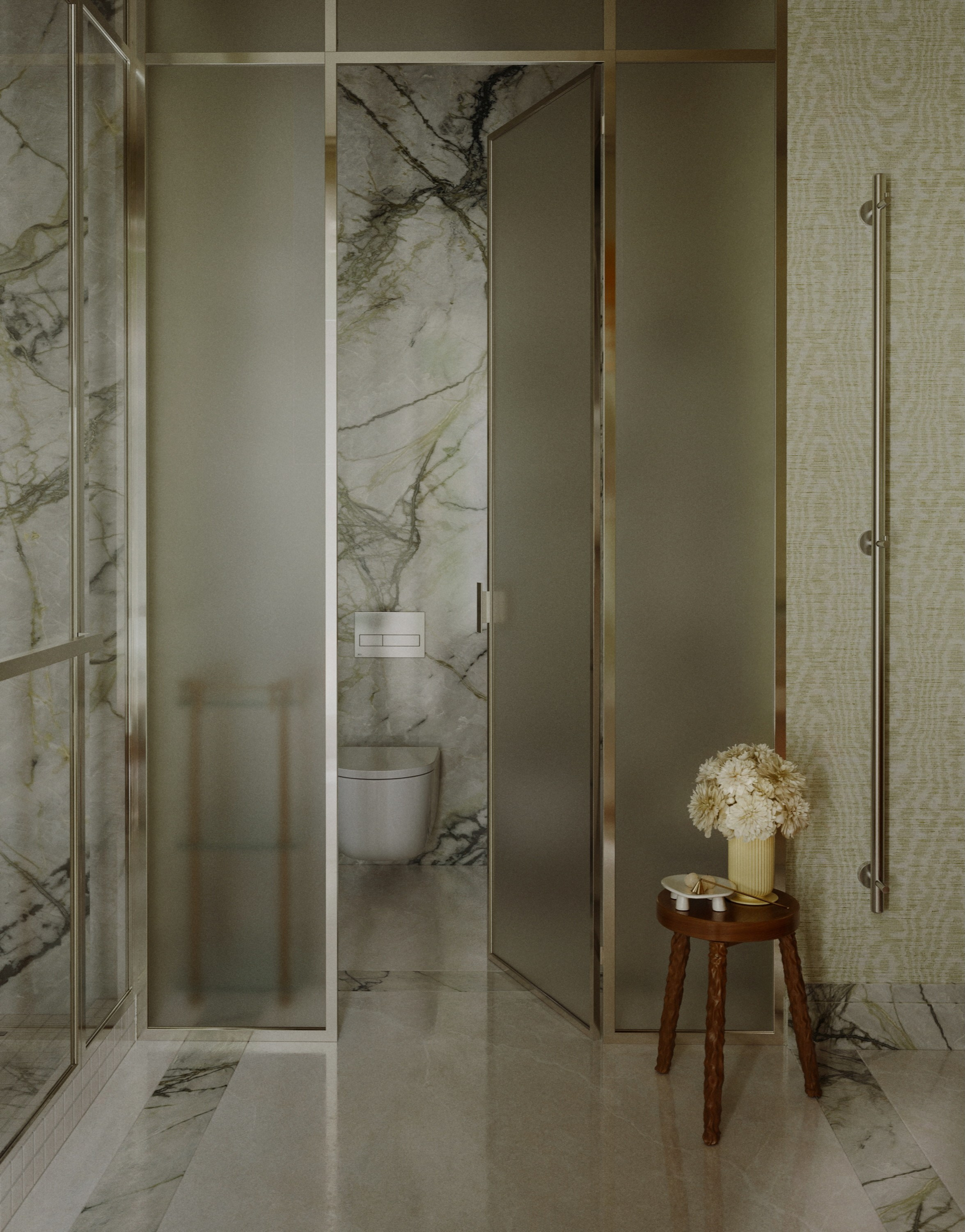 Ванная комната «Морская волна». 3D визуализация дизайна интерьера. 3D interior design visualizer