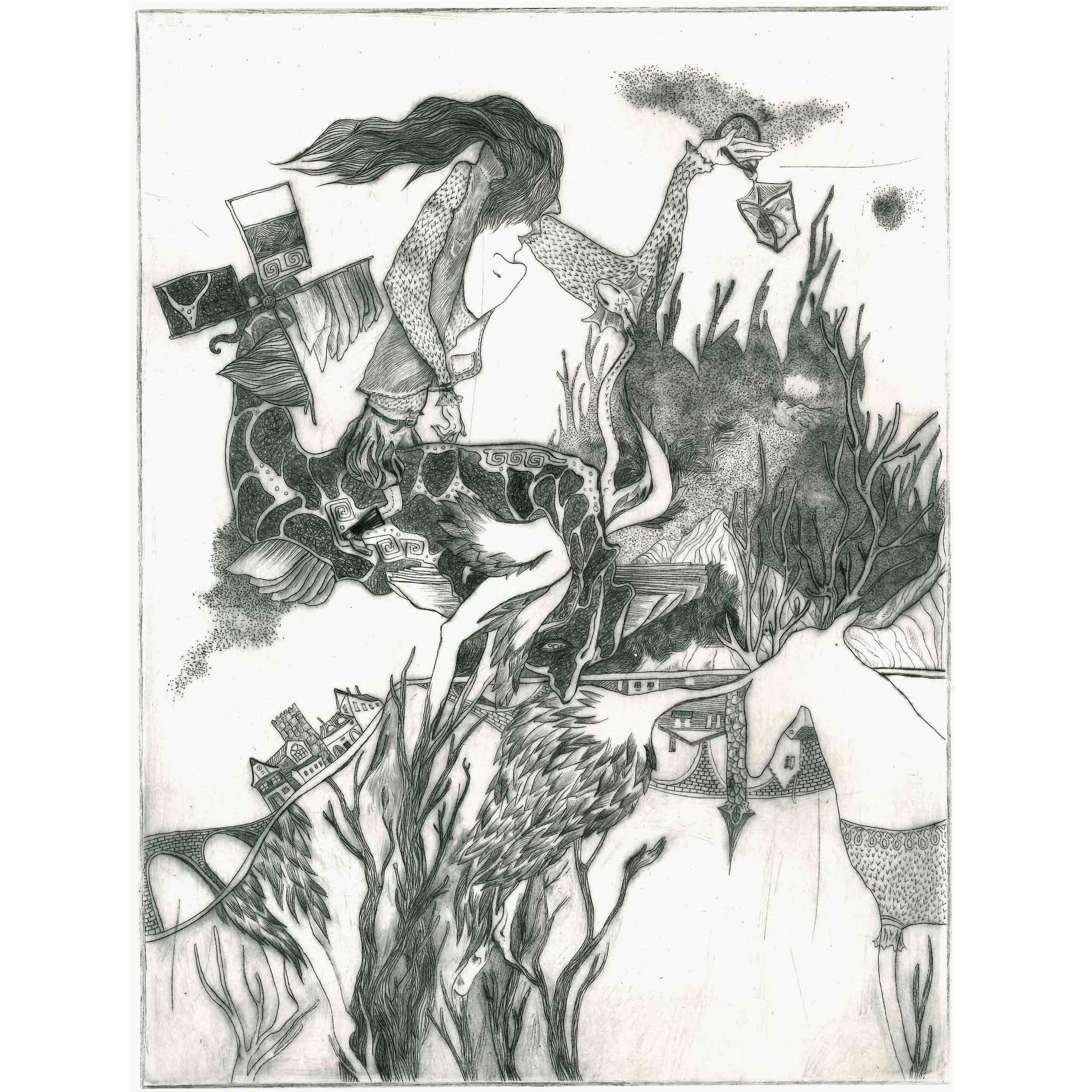 ИЩУ ЧЕЛОВЕКА. офорт гравюра графика Перепеченова Анна