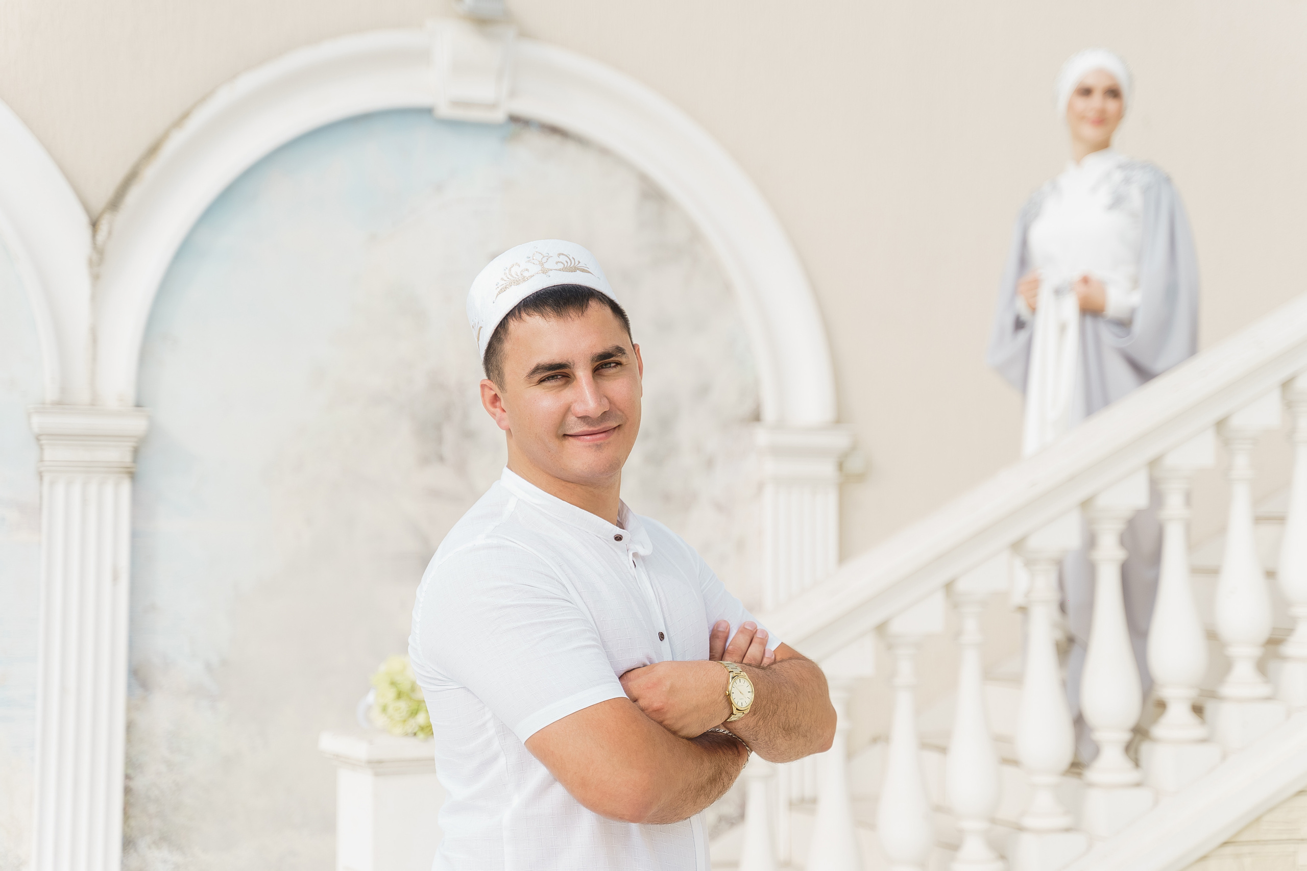 Венер и Линара, Соборная мечеть им. Хусаин-Бека. Свадебный семейный фотограф Ксения Божко Уфа Раевка никах в Нарыстау