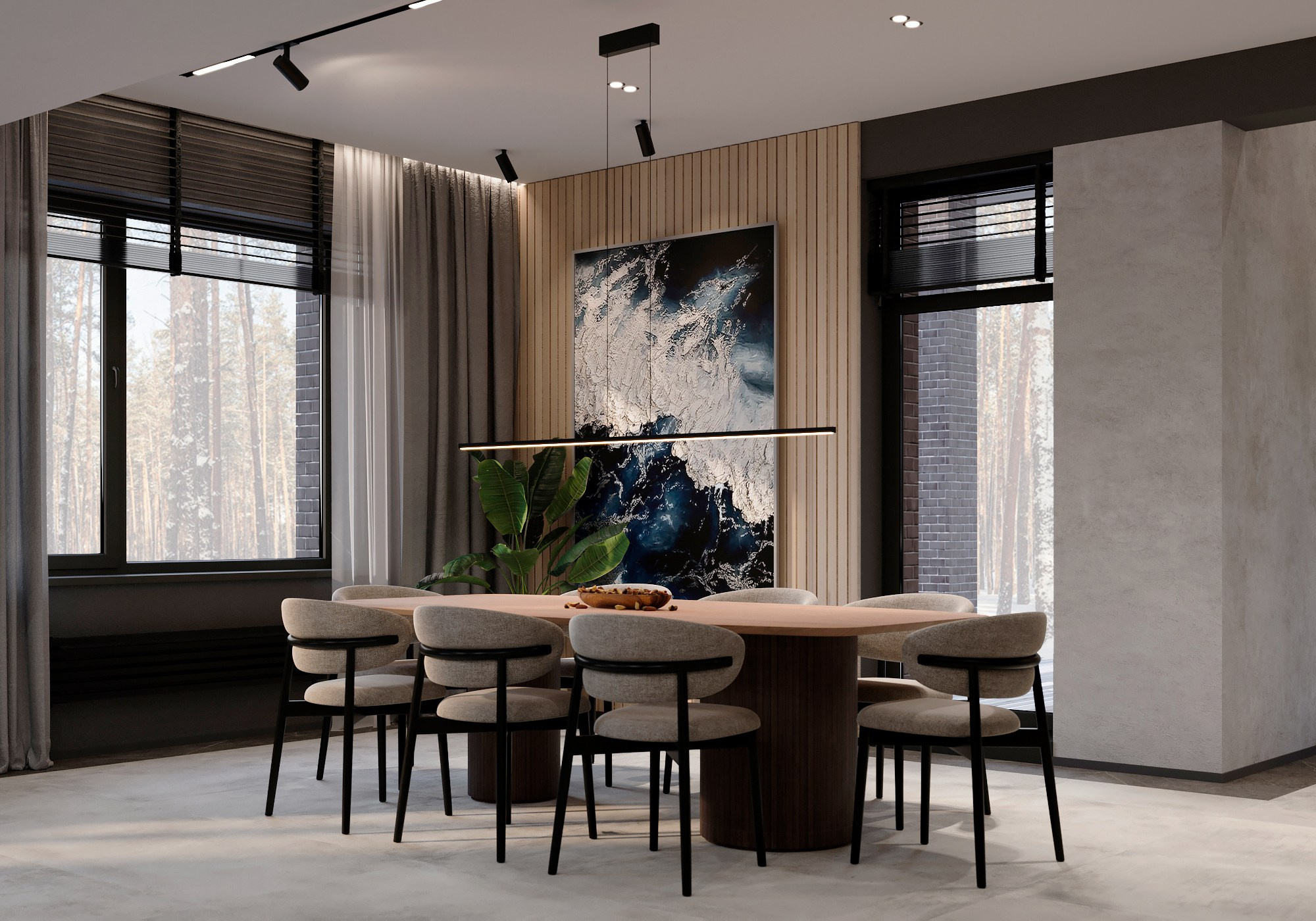 Кухня-столовая и холл (1 этаж). 3D-дизайнер Кристина Пуляевская