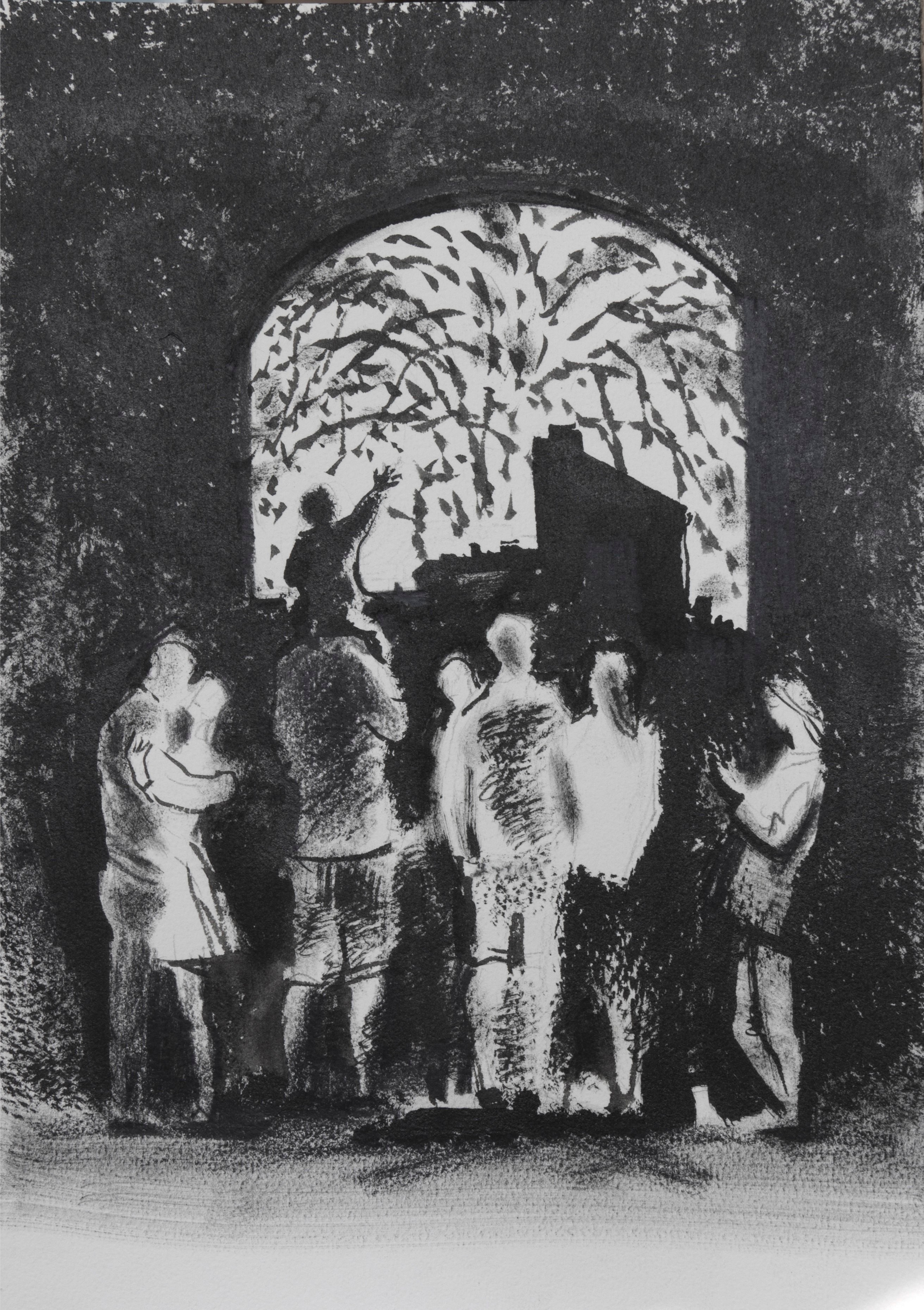 город, графика, черно-белый город, белые ночи, Петербург