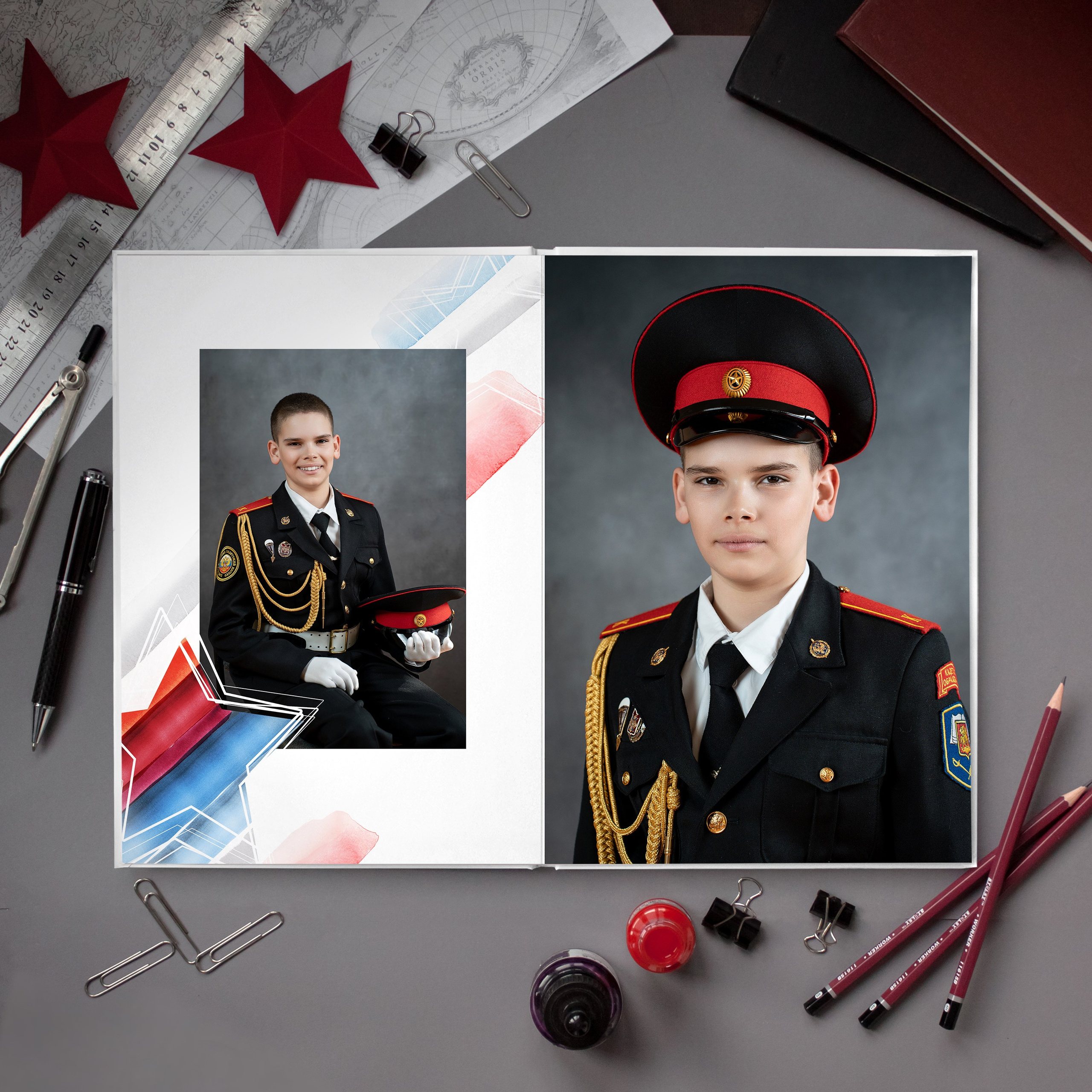 Кадетский альбом 5 разворотов. Фотограф Казакова Анастасия