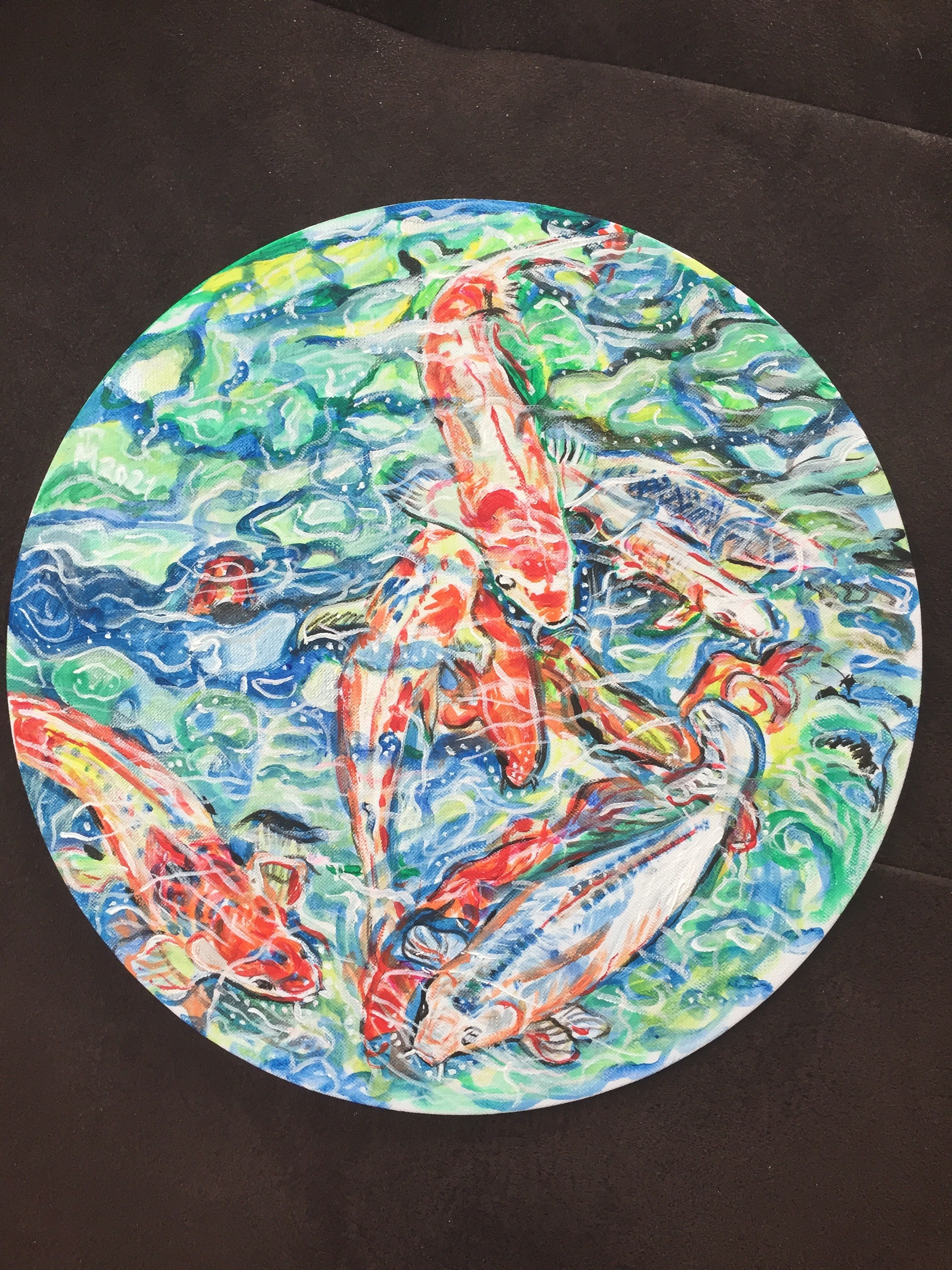 Fishes đ=30 cm acrylic on carton 2021