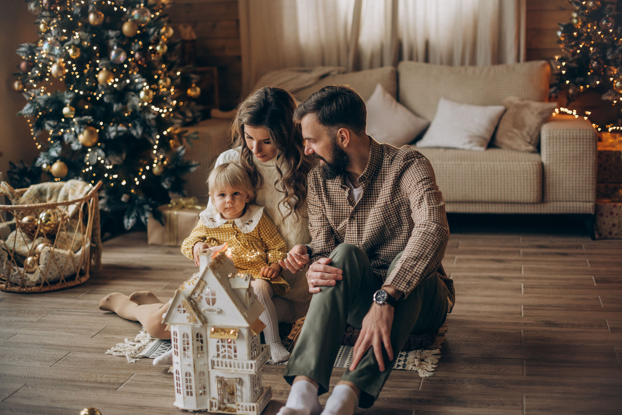 Семейная новогодняя фотосессия в студии. Семейный фотограф в Домодедово и Москве Елена Пичугина