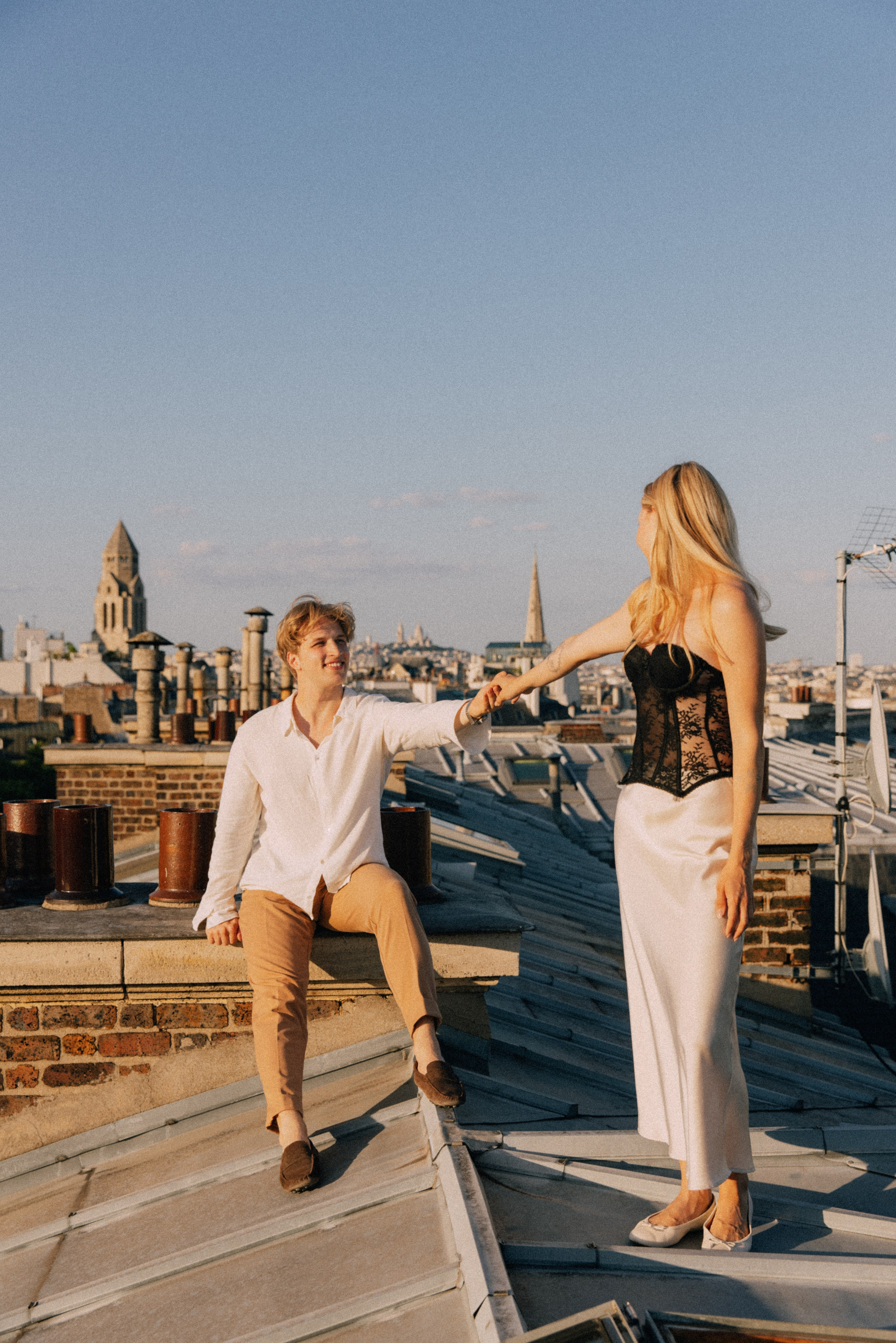 On the rooftops of Paris. Photographer in Paris
