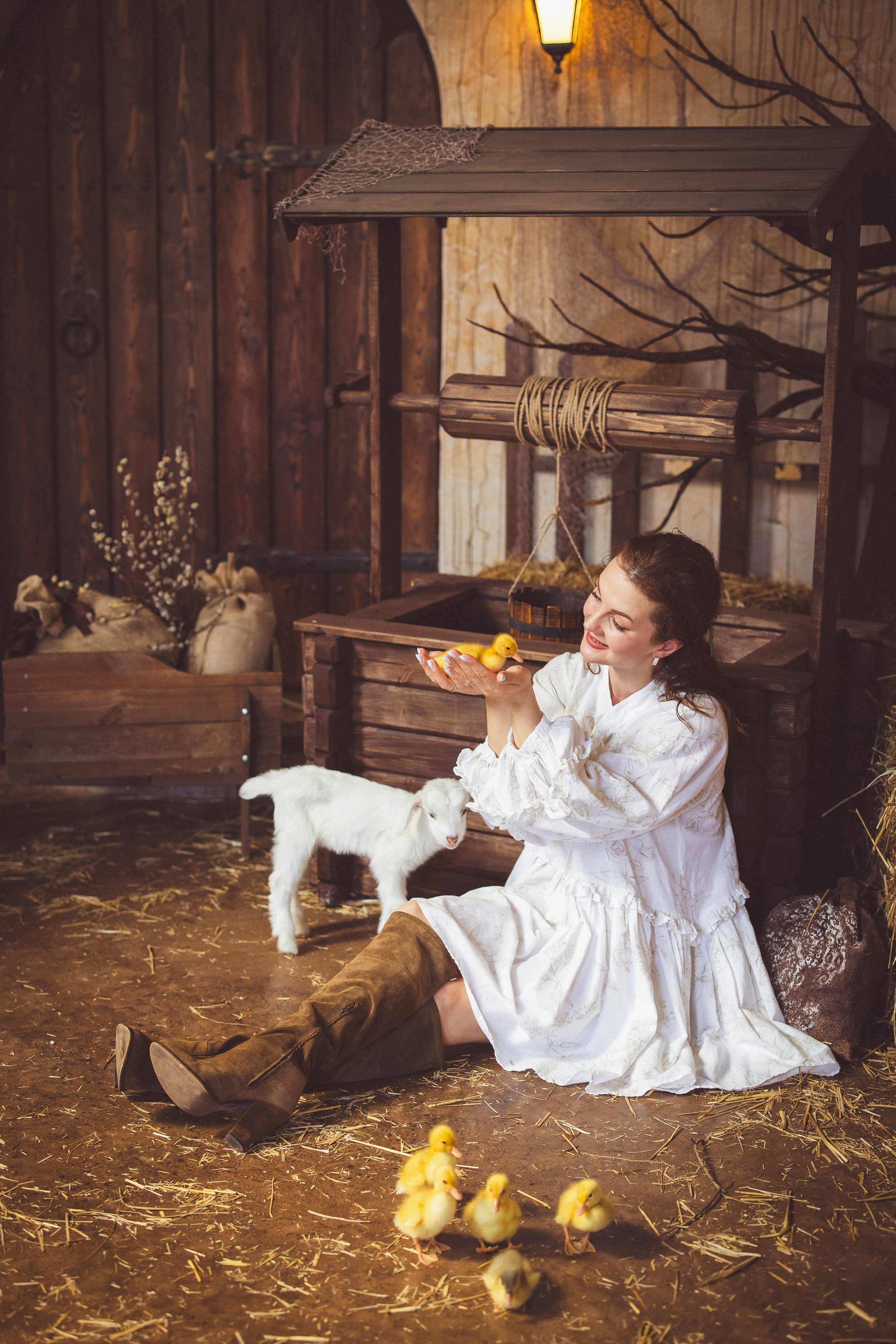 Пасхальный фотопроект с козочкой и утятами, в фотостудии «Эль» 2024 г. Семейный и детский фотограф в Краснодаре Анна Трашкова