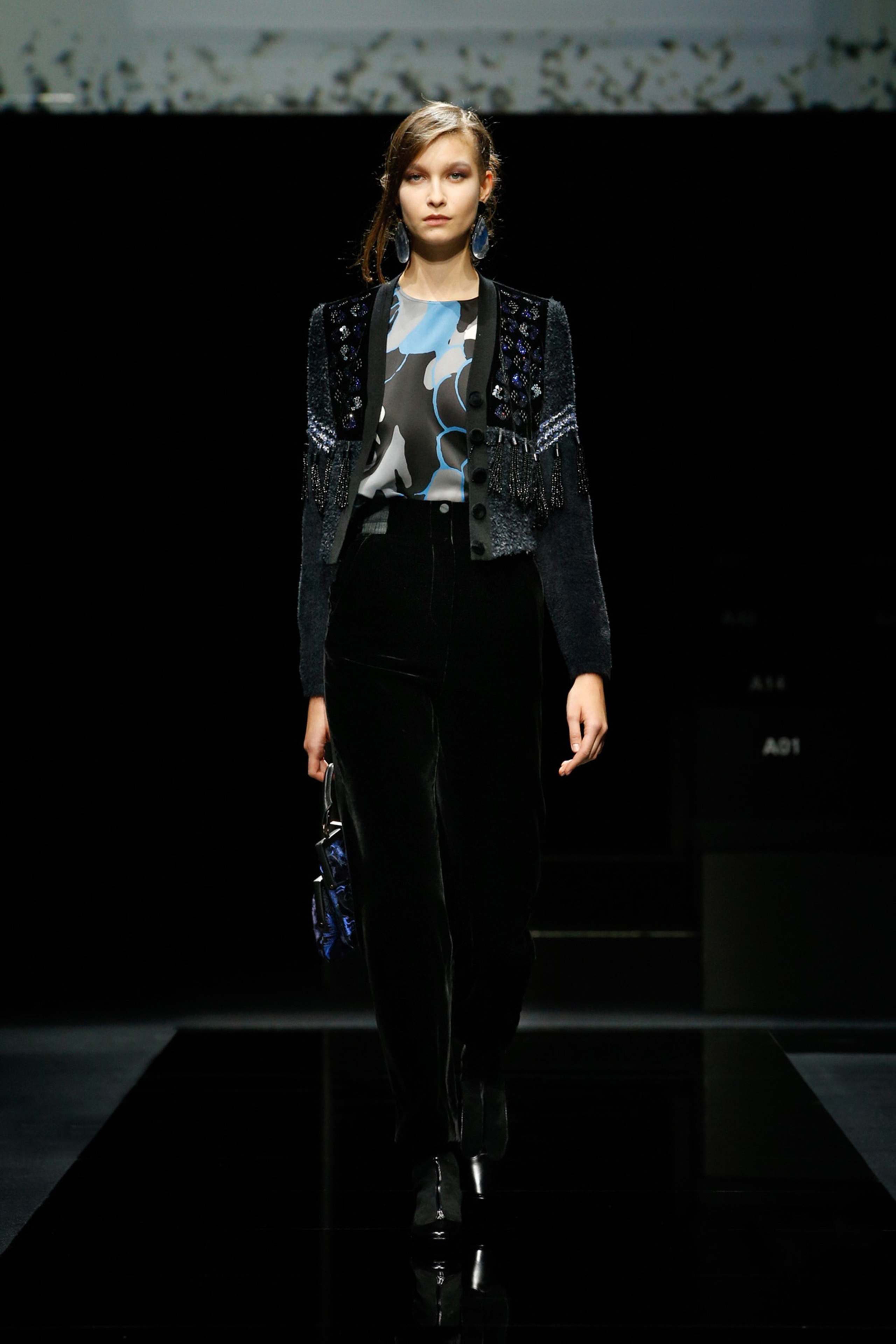 Anasta Fo modelling on the Armani catwalk