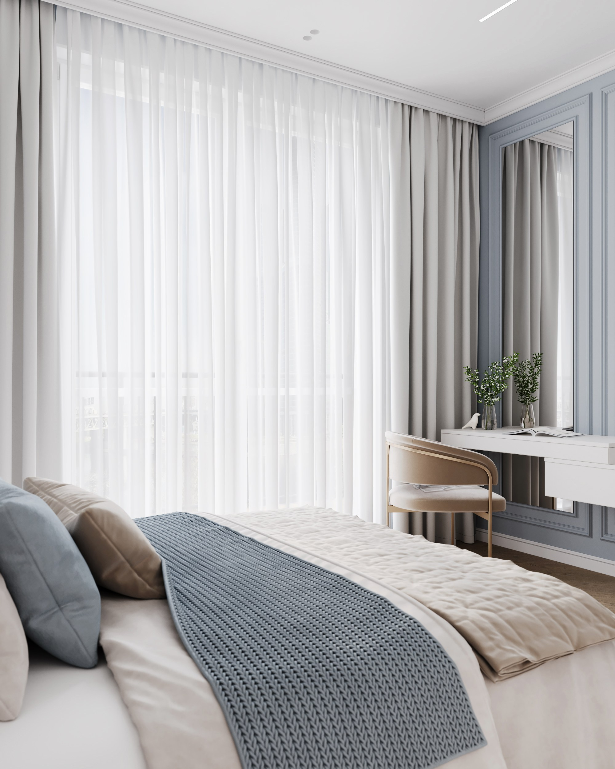 Blue Classic. Дизайн интерьера | 3D визуализация | Миланская Марина