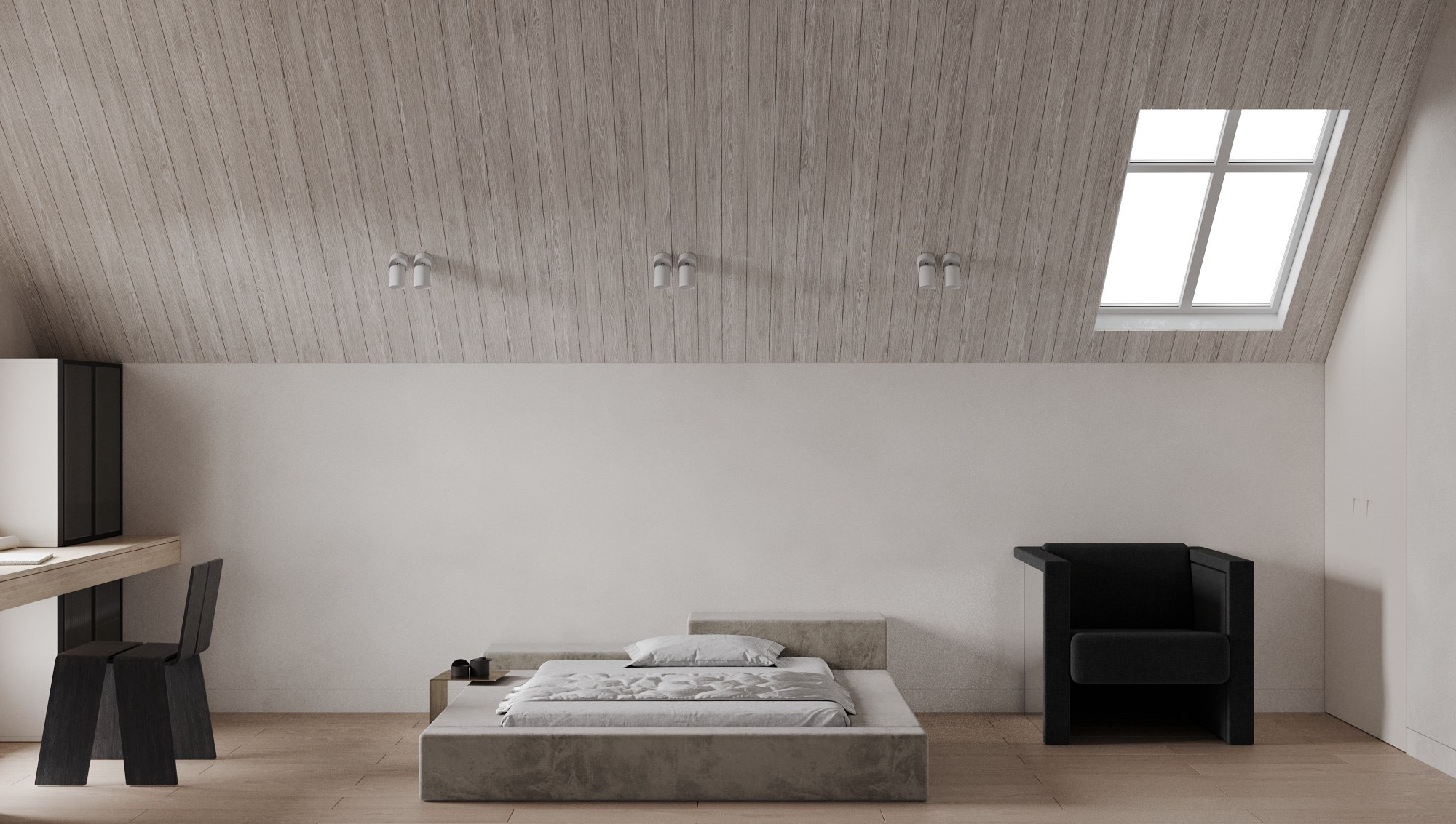 Спальня для дизайнера в частном доме, г. Киев. Студия интерьерной визуализации tmshkn.vis