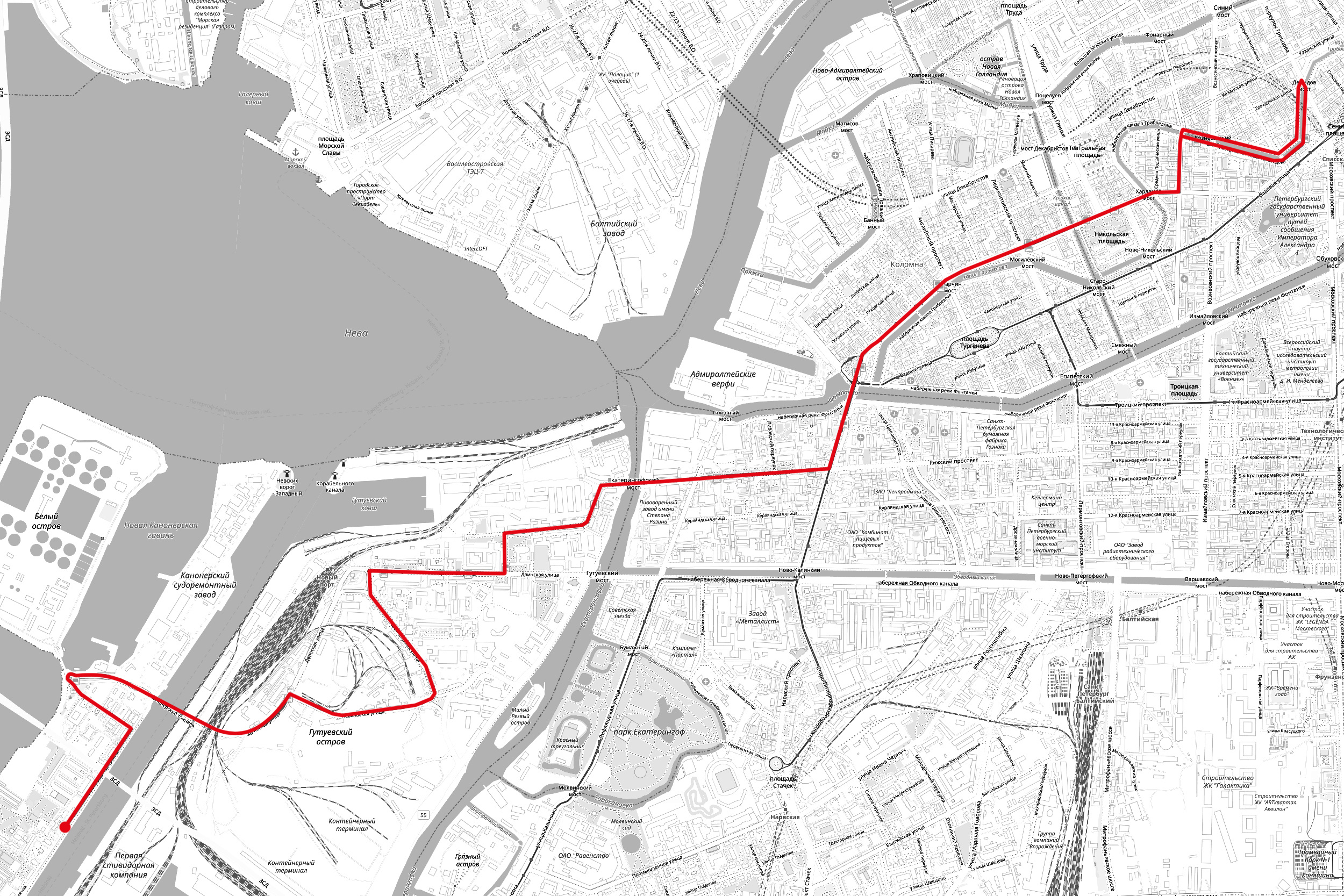Маршрутка К-19. Конечная остановка маршрутки К-19 – Канонерский остров. Я никогда не была на этом острове и мне было интересно исследовать новое место. Я приехала на кольцо на ул. Садовой и долго искала номер 19. Оказалось, что его отменили, уже давно. Я решила не отходить от намеченного плана и поехала на Канонерский остров. Это оказался совершенно другой город. Город в городе. Рядом с Канонеркой проходит морской фарватер по которому круизные лайнеры отправляются в путешествие. На острове есть одна улица Канонерский остров. Обойти его можно за час. Сейчас над островом написает дорога ЗСД, но съезда на остров нет. Как и раньше с большой землей остров соединен одним лишь тоннелем.
