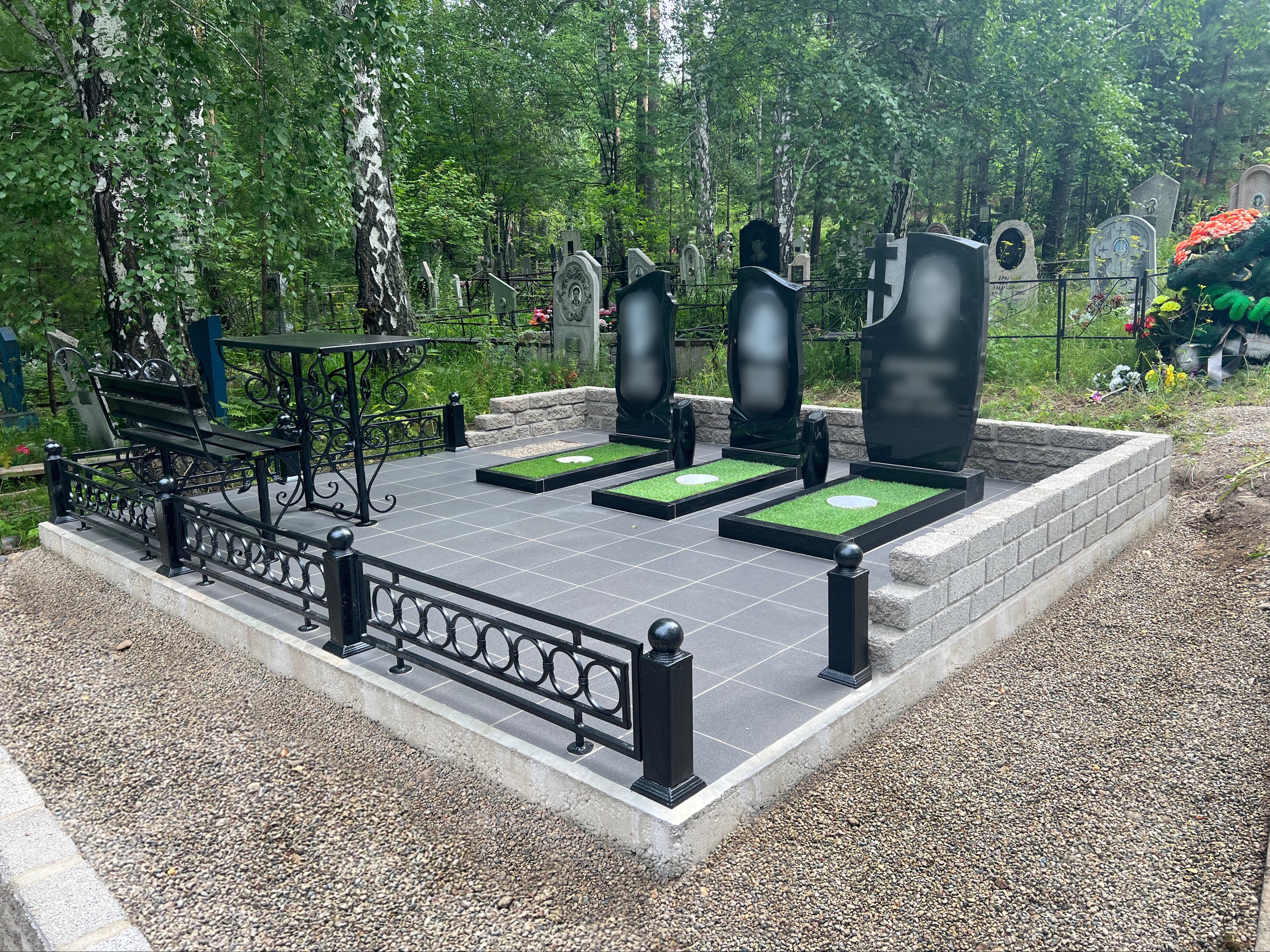 Благоустройство (наши работы). ГРАНИТ26 Ритуальные услуги Железногорск. Благоустройство могил, продажа памятников