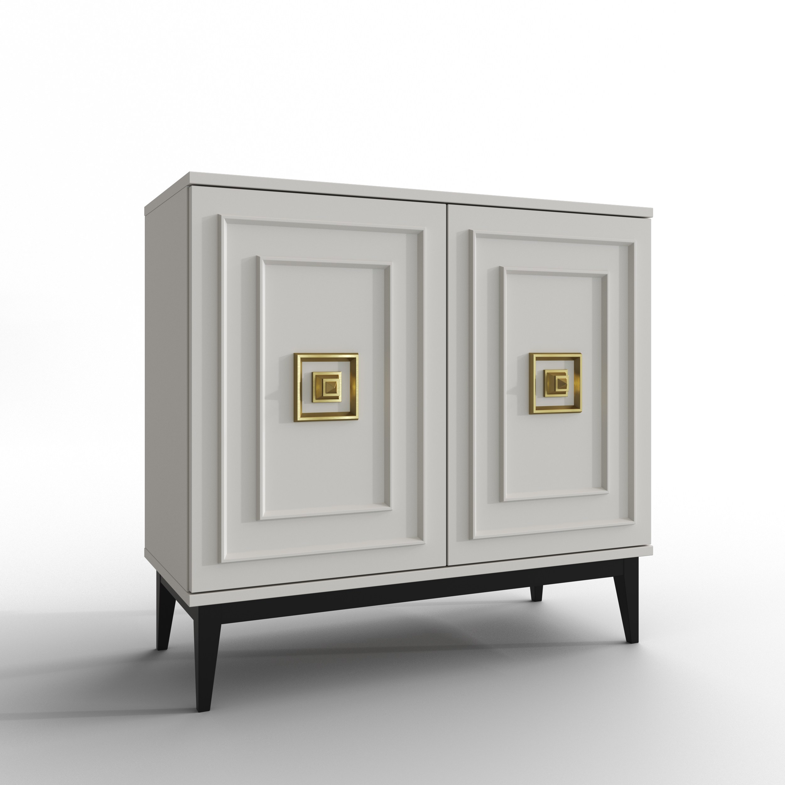 «Визуализация классического комода с золотыми акцентами в премиальном стиле»