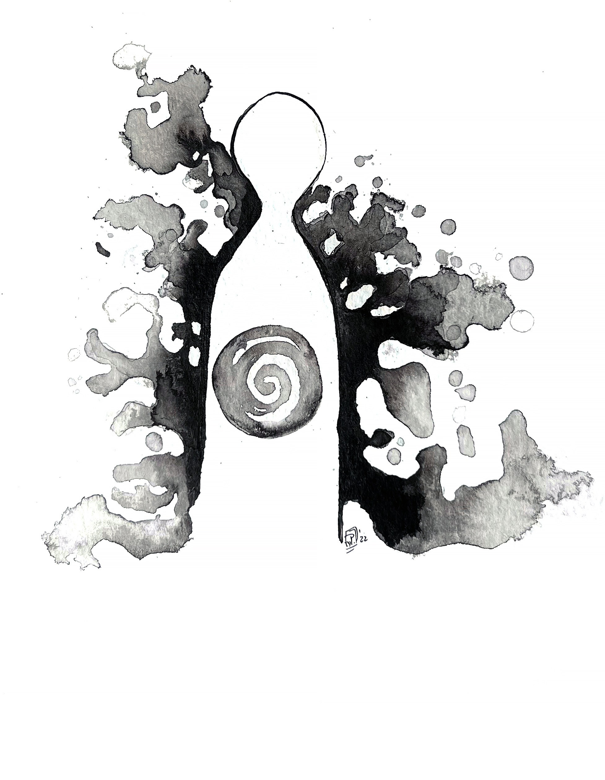 Вселенная. тушь, бумага 20х25. 2022 г. 8 000 руб