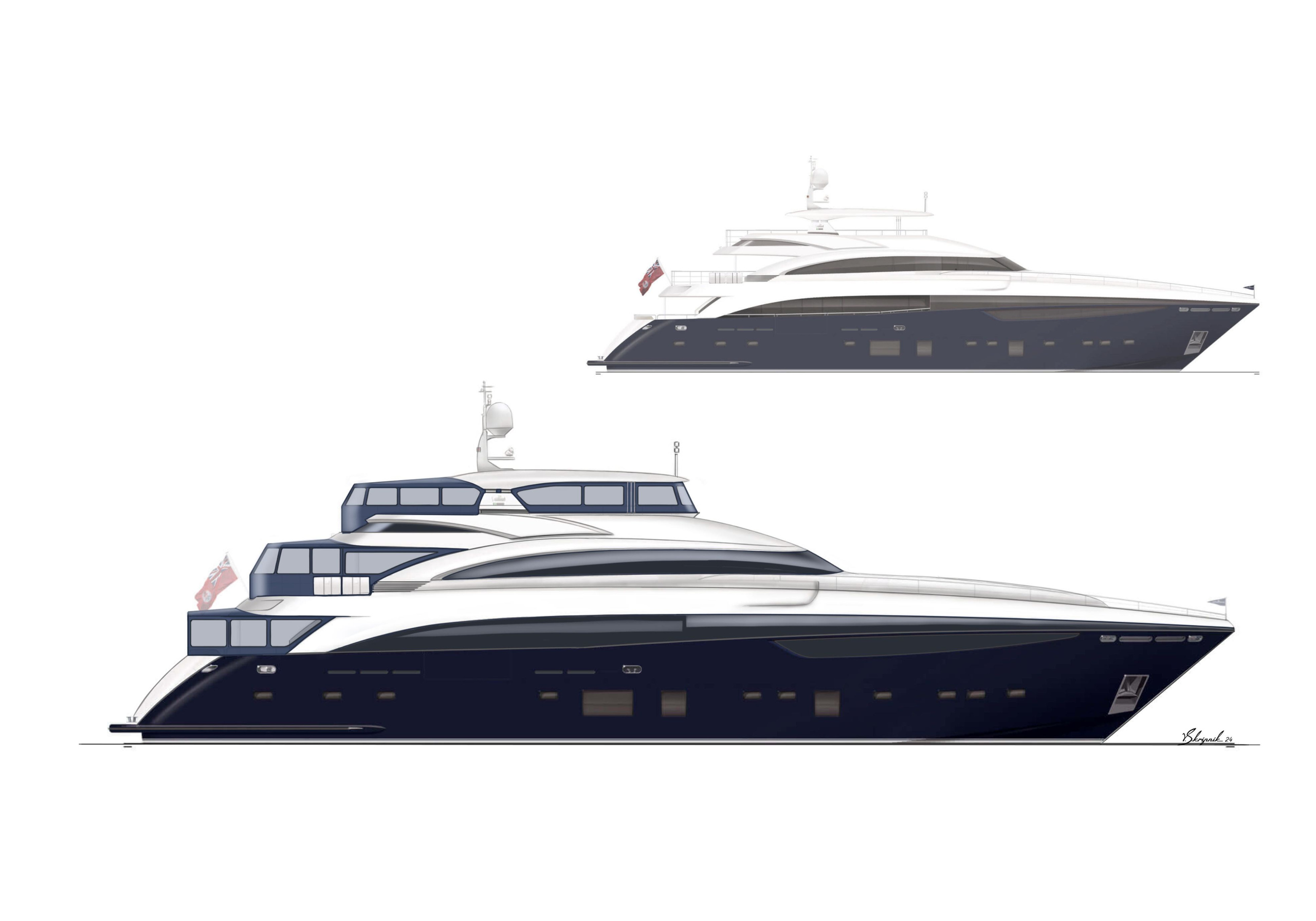 Princess 40 m complete cover. Design Yachts and Cars