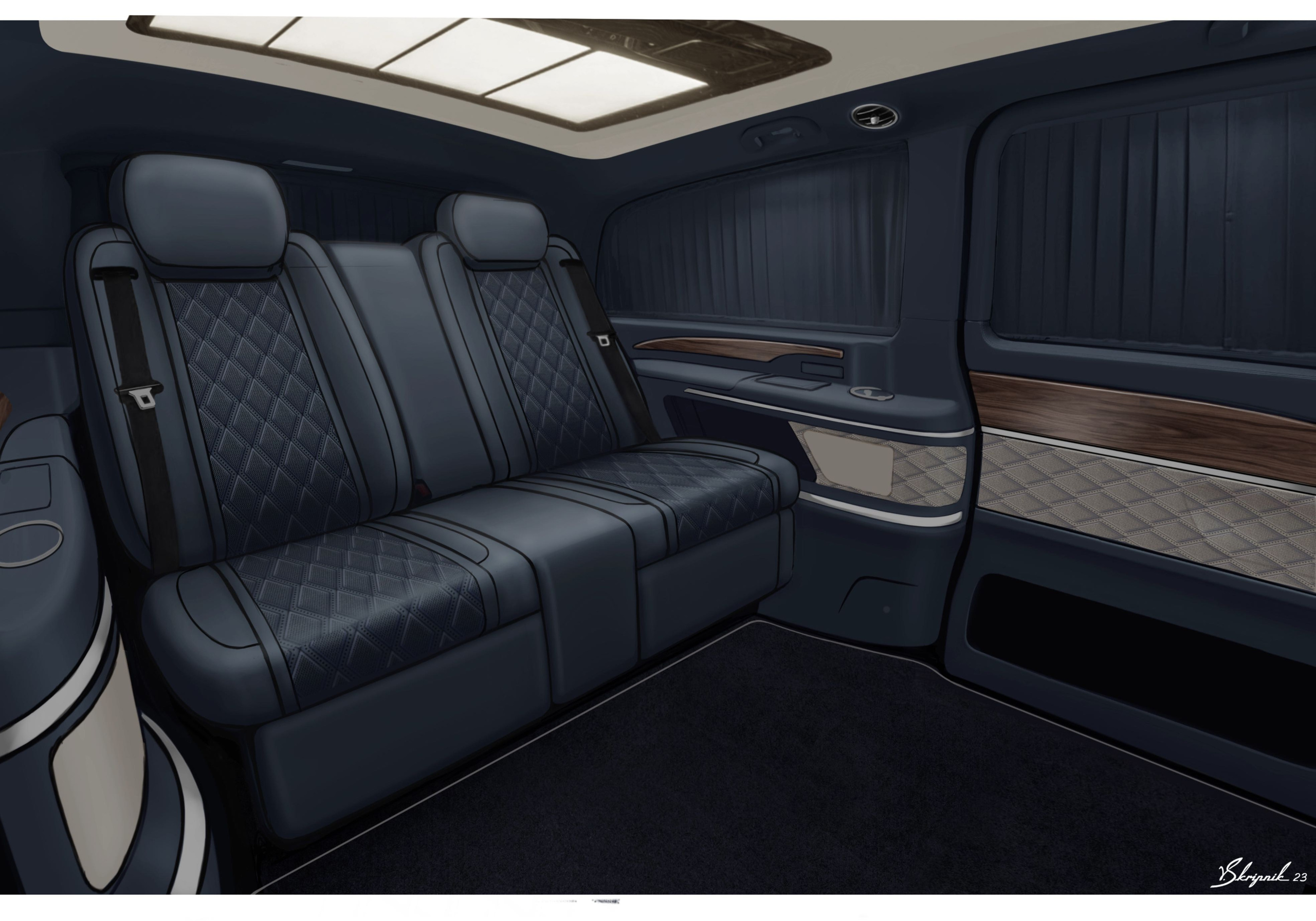 Дизайн мобильного офиса Mercedes V-class. Design Yachts and Cars