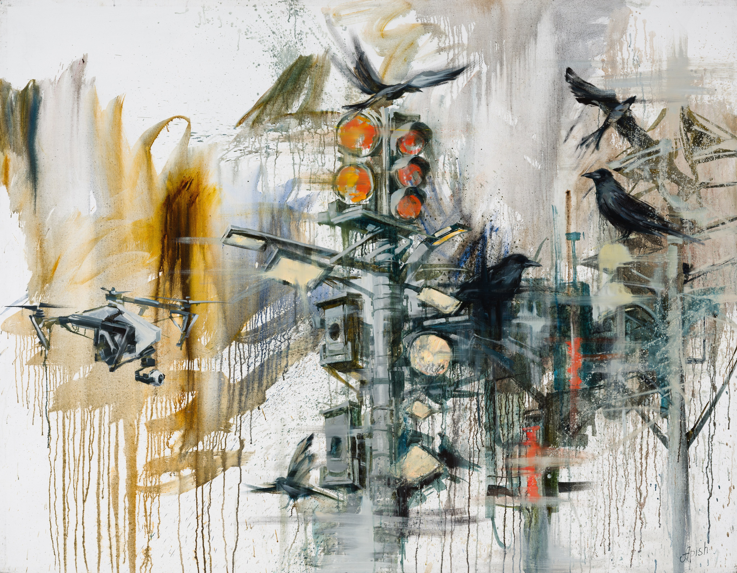 «Место для скворечника» - художник Алексей Апиш (холст, масло, 140x180 см, 2024)